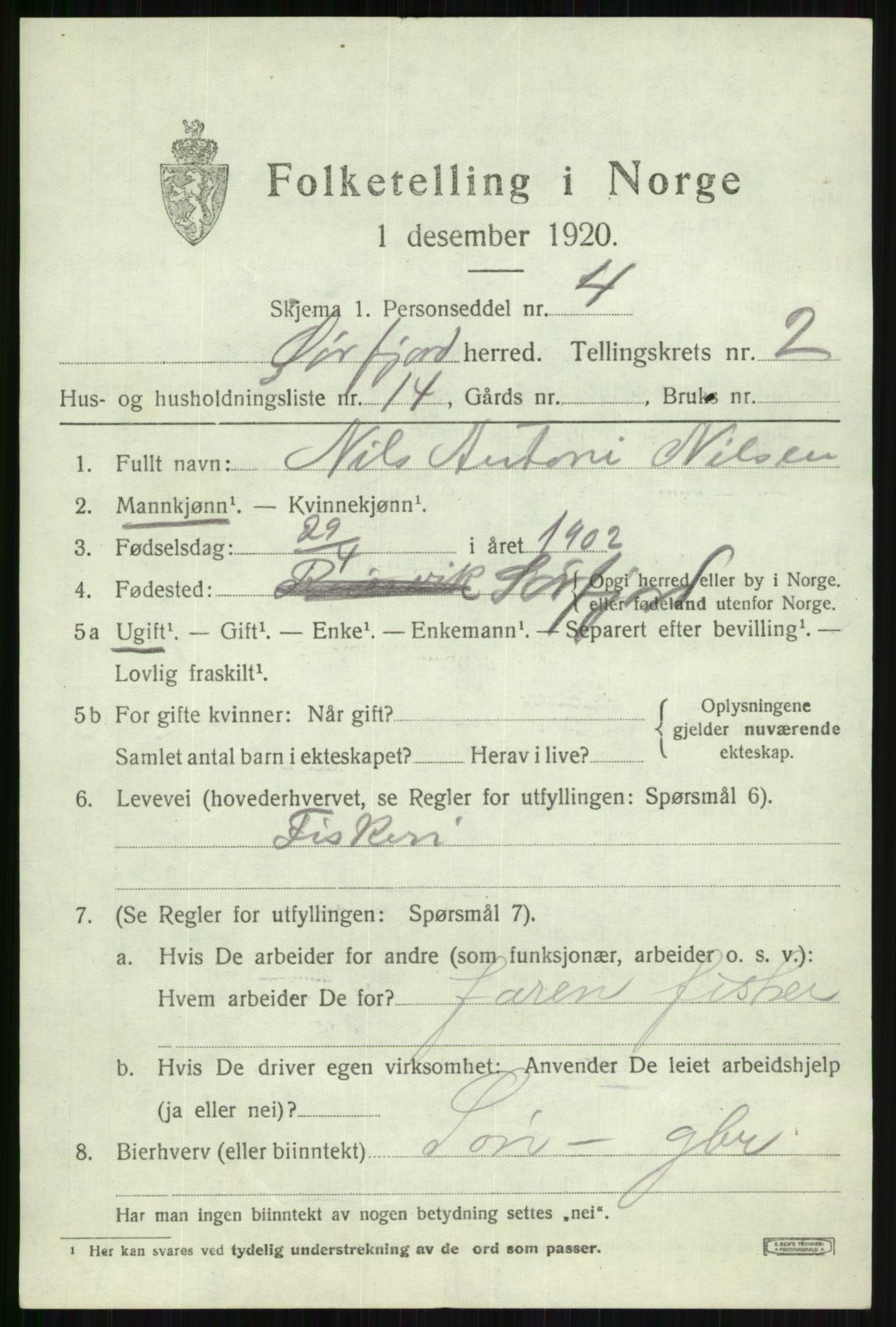 SATØ, Folketelling 1920 for 1937 Sørfjord herred, 1920, s. 1004