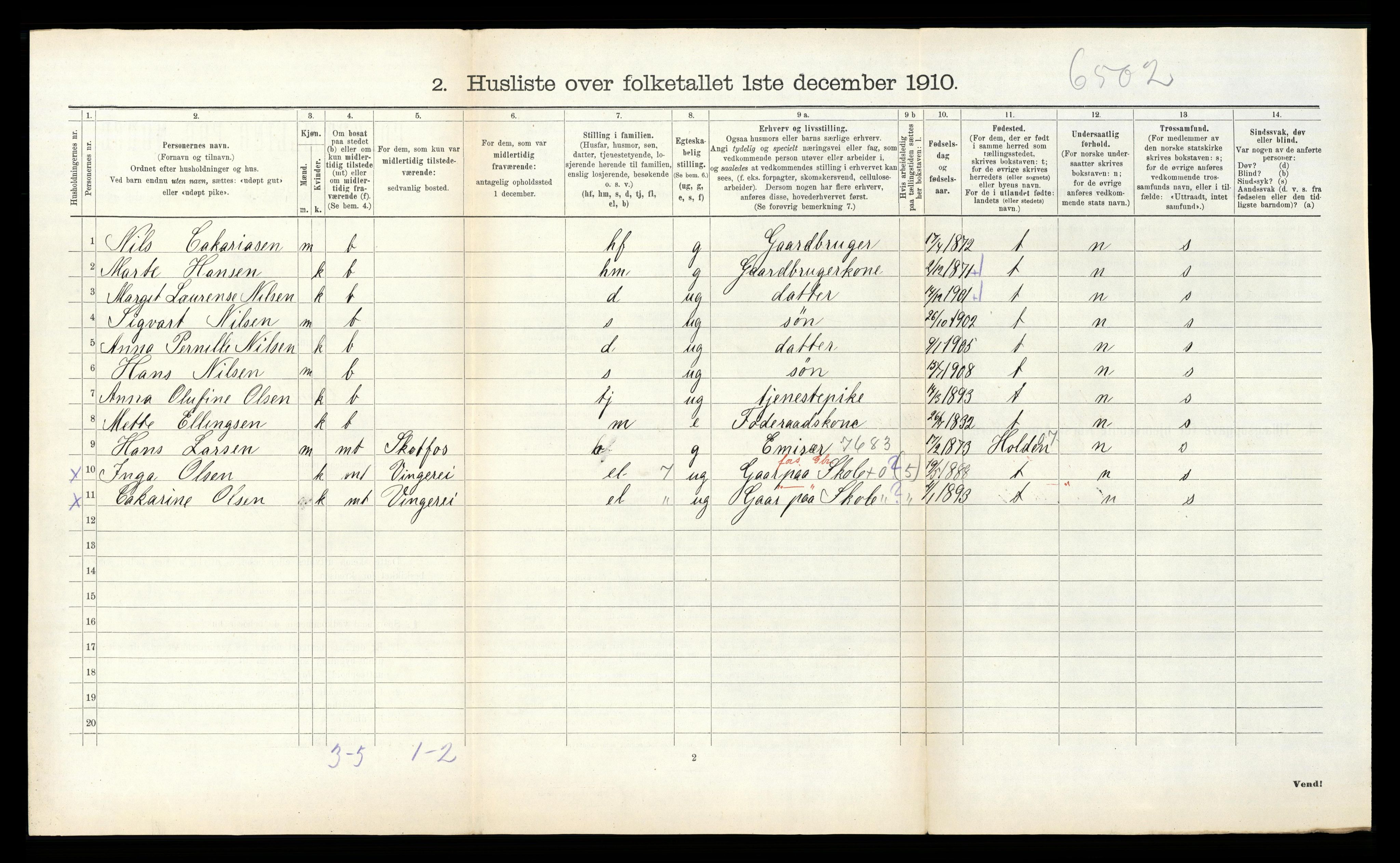 RA, Folketelling 1910 for 0814 Bamble herred, 1910, s. 1025