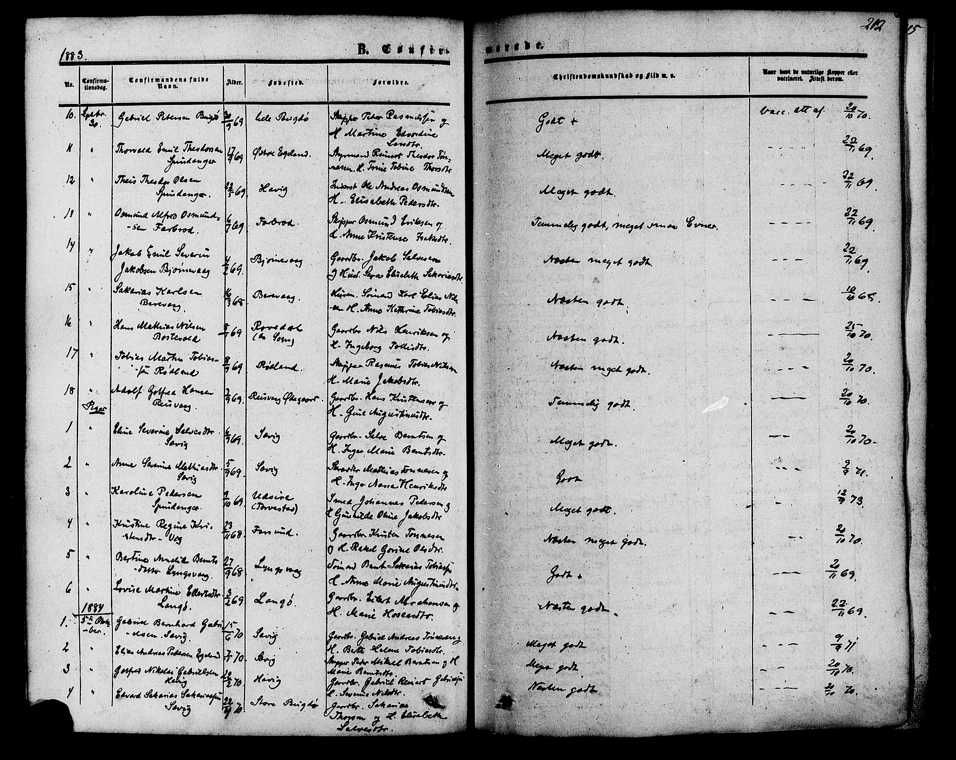 Herad sokneprestkontor, SAK/1111-0018/F/Fa/Fab/L0004: Ministerialbok nr. A 4, 1853-1885, s. 212