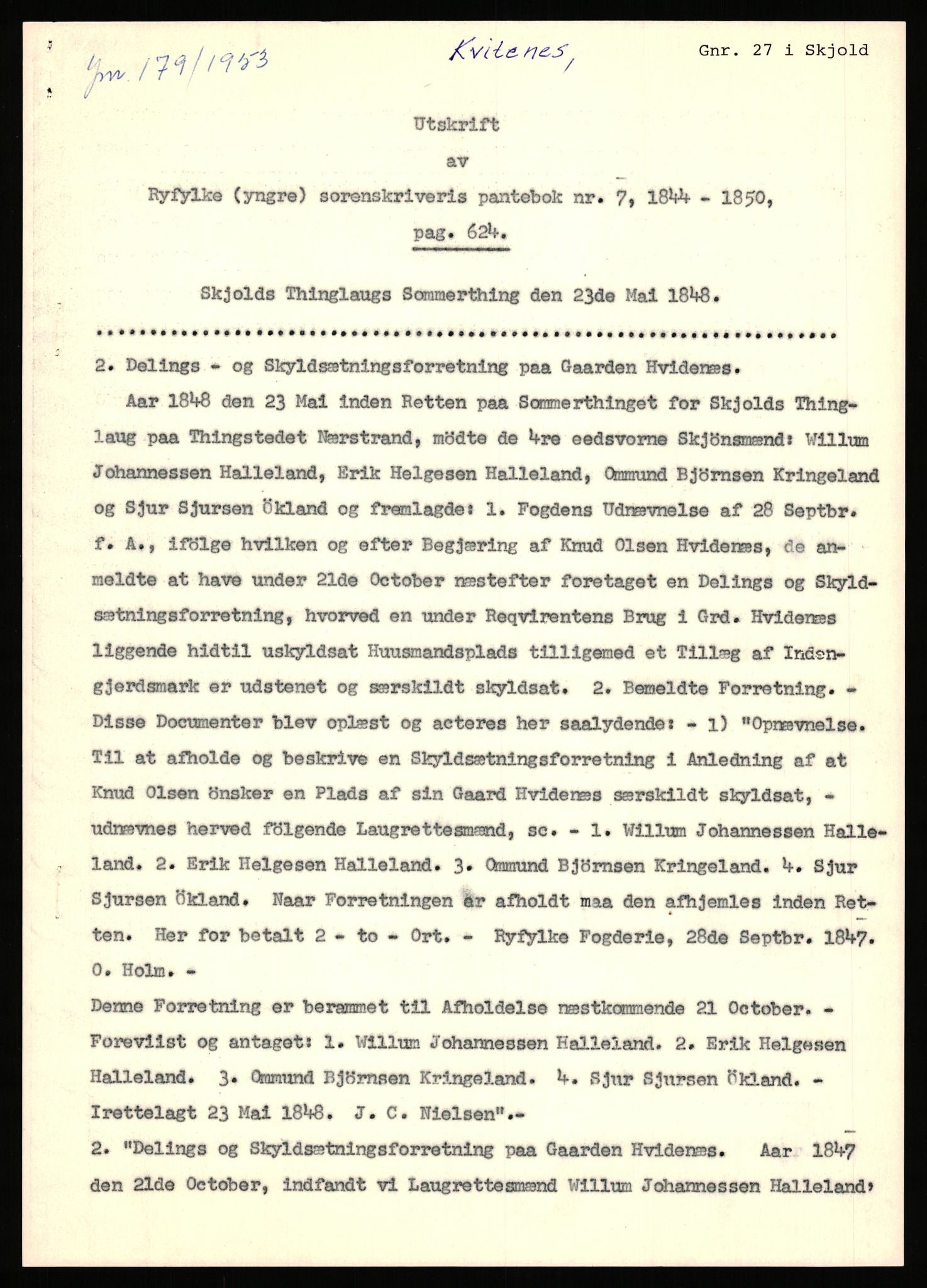 Statsarkivet i Stavanger, SAST/A-101971/03/Y/Yj/L0050: Avskrifter sortert etter gårdsnavn: Kvammen - Kvæstad, 1750-1930, s. 328