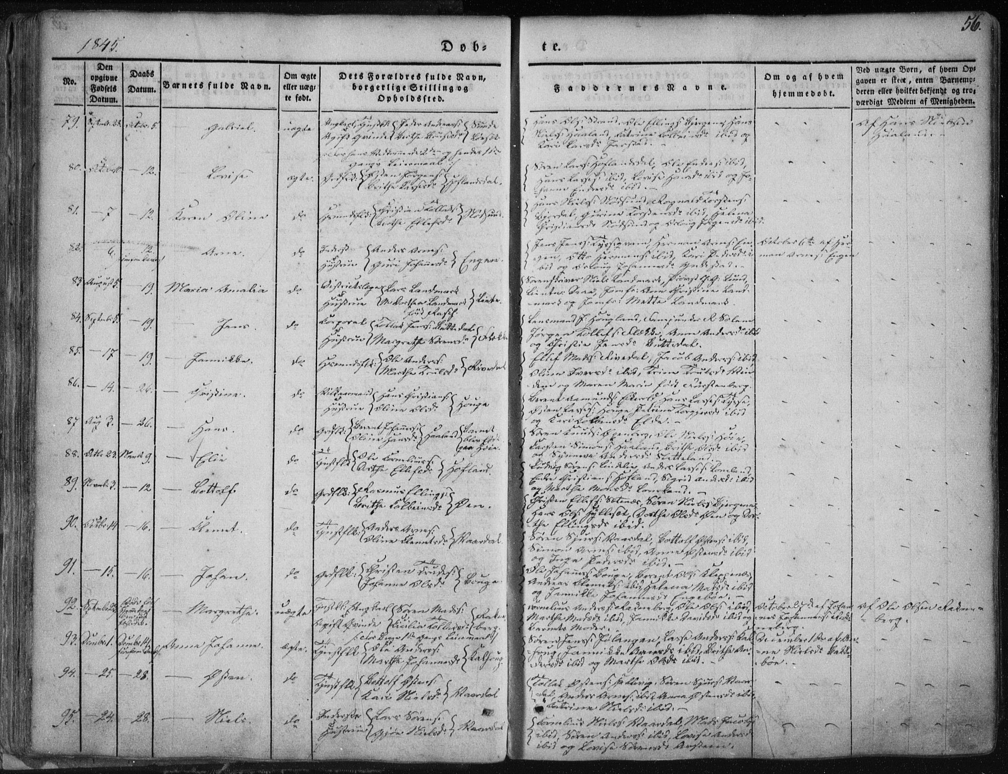 Fjaler sokneprestembete, AV/SAB-A-79801/H/Haa/Haaa/L0006: Ministerialbok nr. A 6, 1835-1884, s. 56