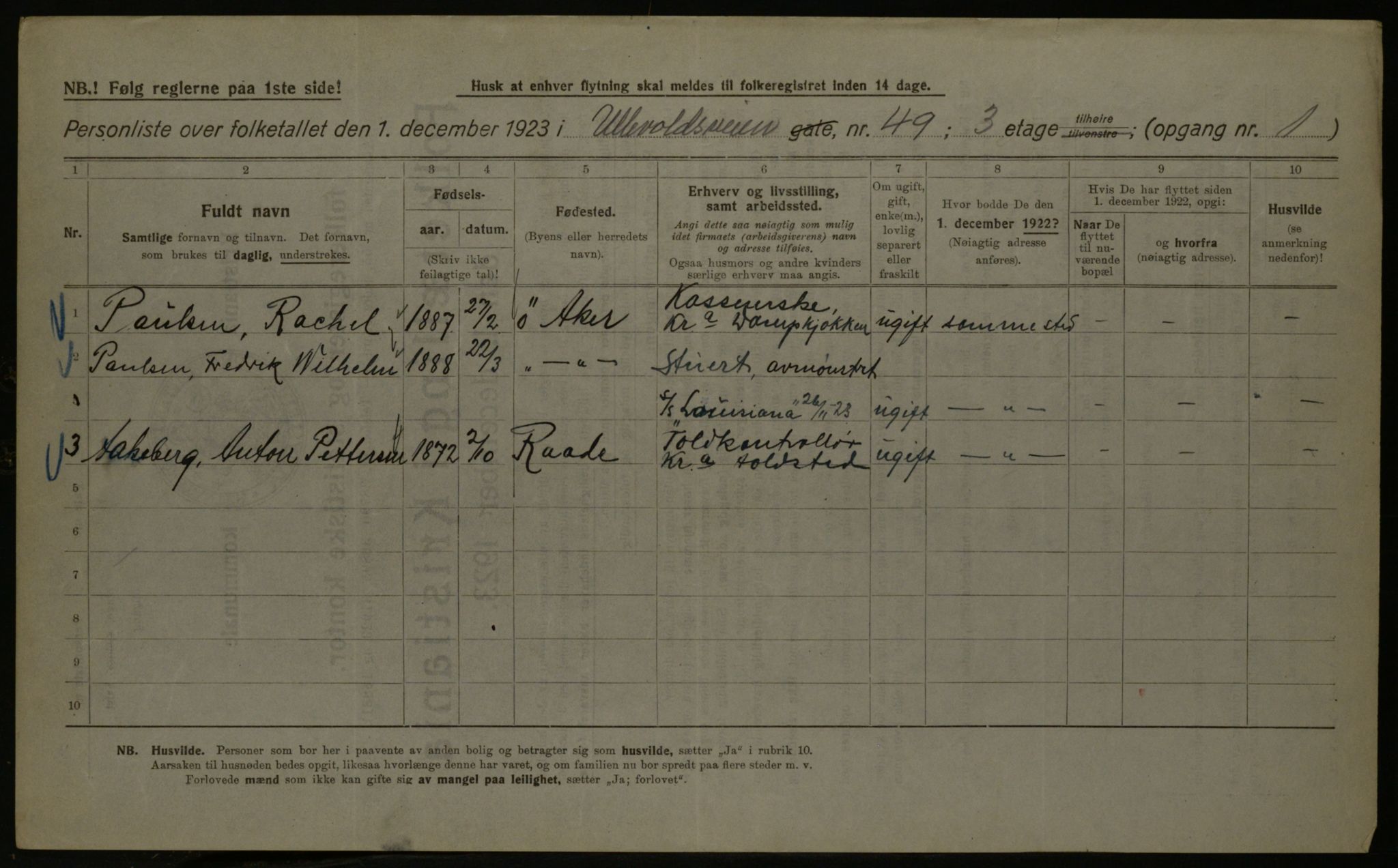 OBA, Kommunal folketelling 1.12.1923 for Kristiania, 1923, s. 131799