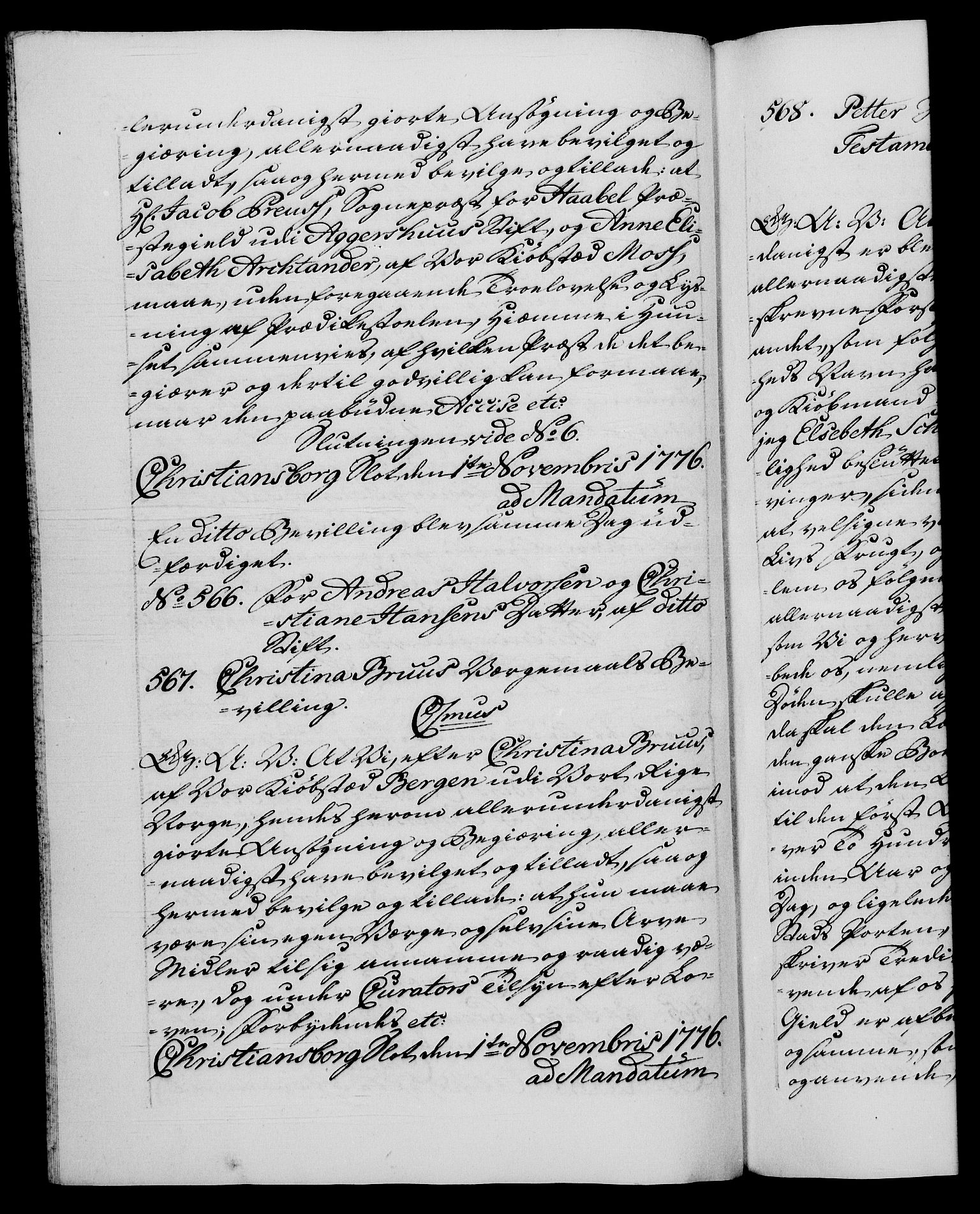Danske Kanselli 1572-1799, RA/EA-3023/F/Fc/Fca/Fcaa/L0047: Norske registre, 1776-1778, s. 343b