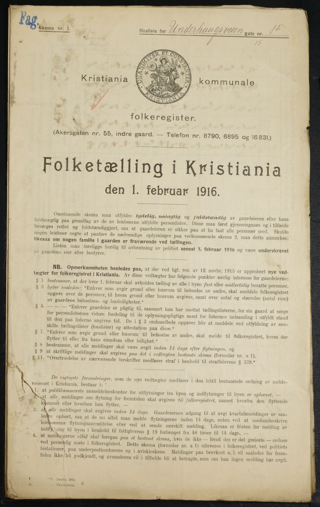 OBA, Kommunal folketelling 1.2.1916 for Kristiania, 1916, s. 123467