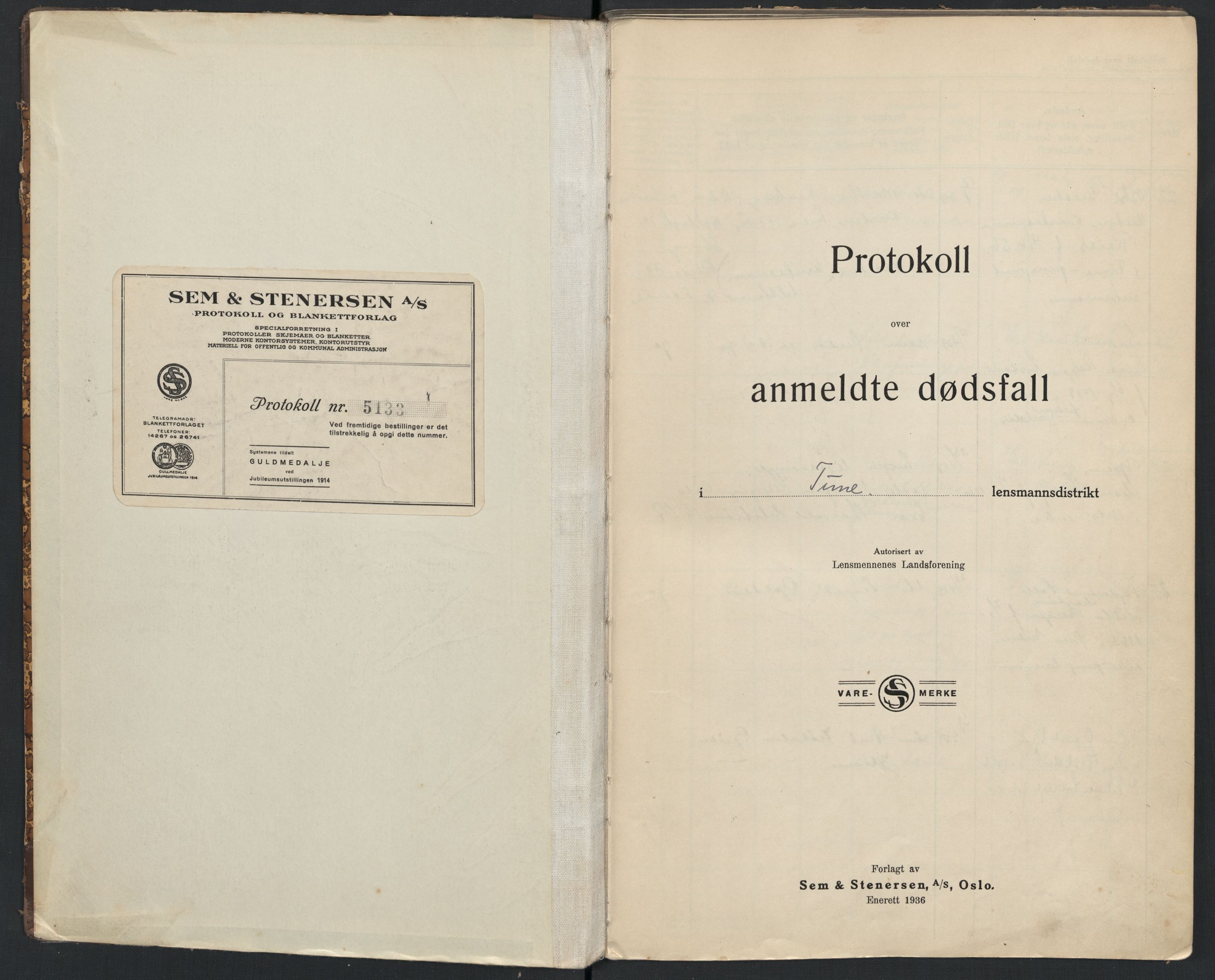 Tune lensmannskontor, AV/SAO-A-10104/H/Ha/L0004: Dødsfallsprotokoll, 1939-1944