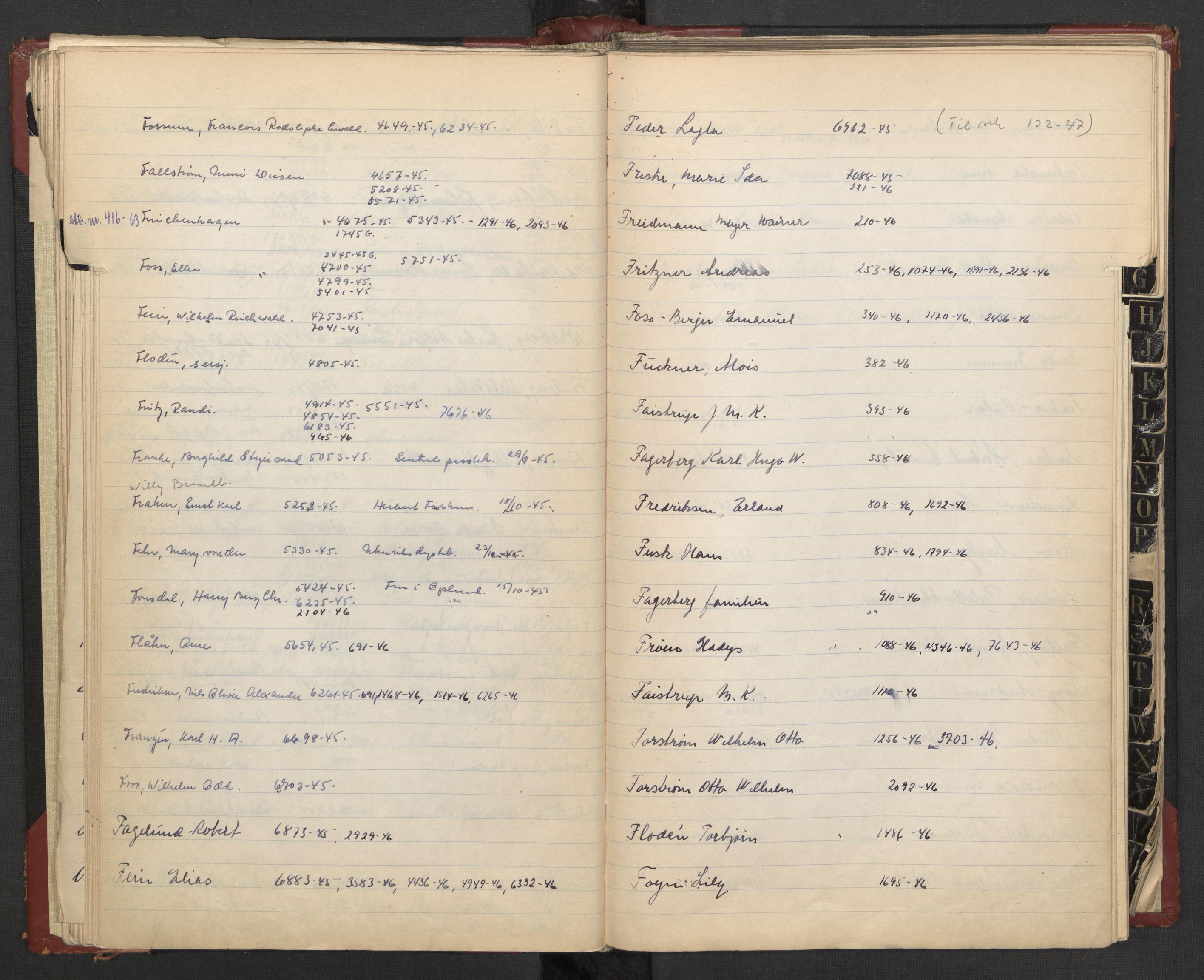 Justisdepartementet, 3. politikontor P3, AV/RA-S-1051/C/Cc/L0002: Journalregister over statsborgersaker, 1940-1946, s. 29