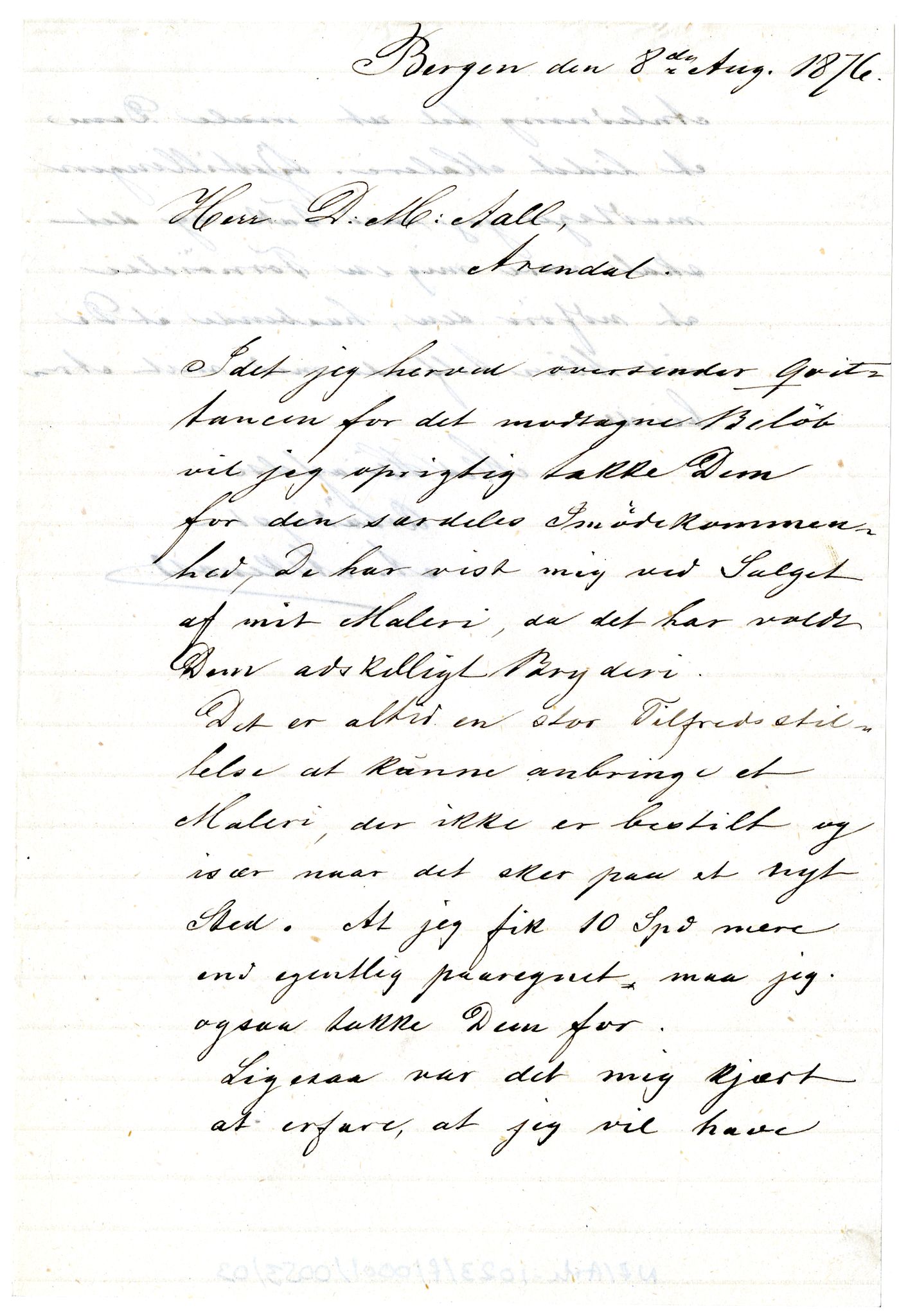Diderik Maria Aalls brevsamling, NF/Ark-1023/F/L0001: D.M. Aalls brevsamling. A - B, 1738-1889, s. 595