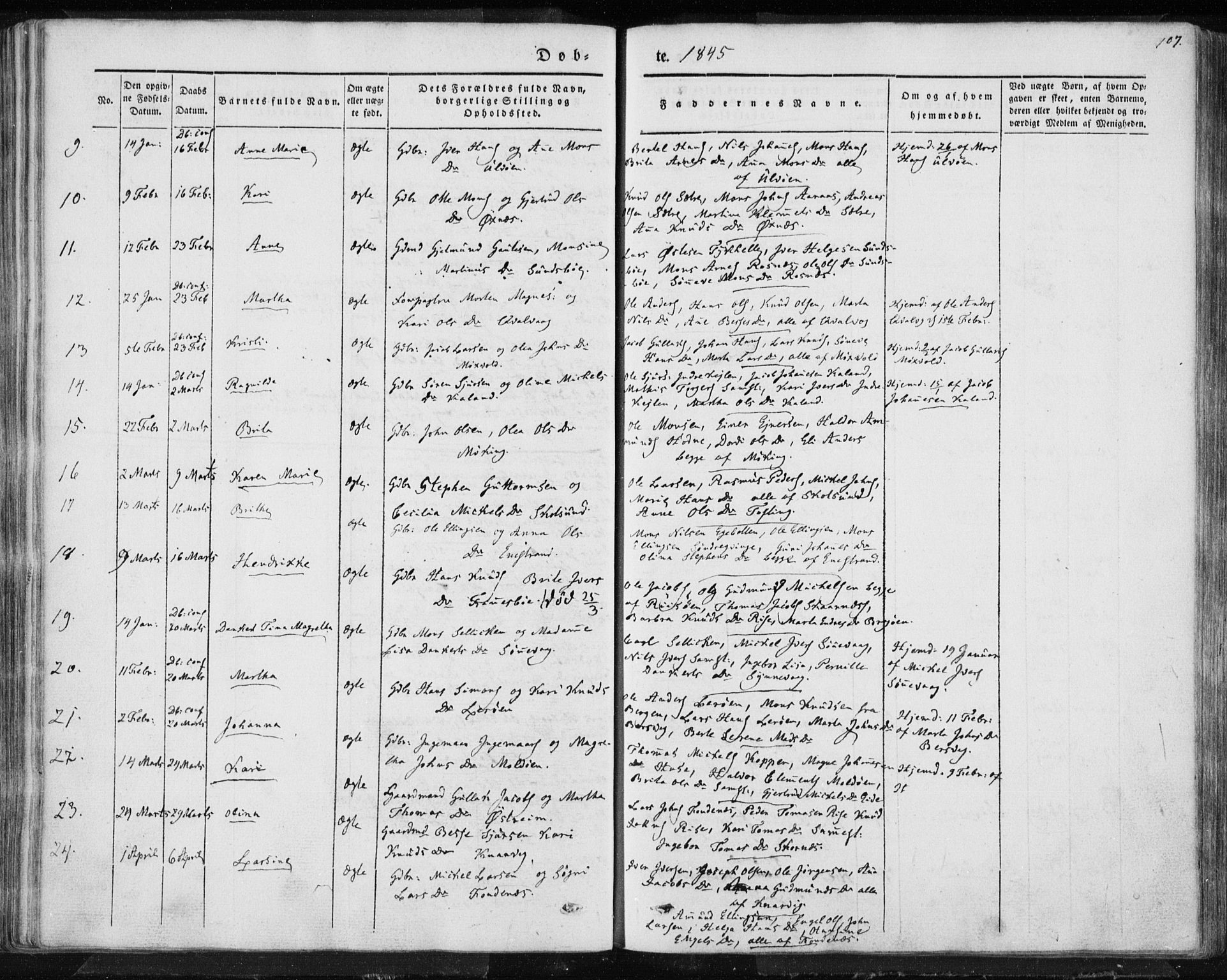 Lindås Sokneprestembete, AV/SAB-A-76701/H/Haa/Haaa/L0010: Ministerialbok nr. A 10, 1842-1862, s. 107