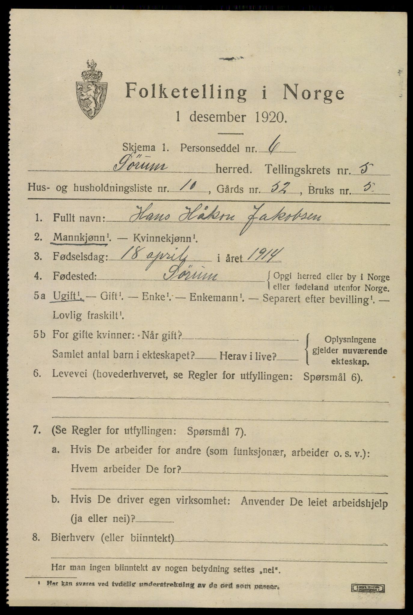 SAO, Folketelling 1920 for 0226 Sørum herred, 1920, s. 4707