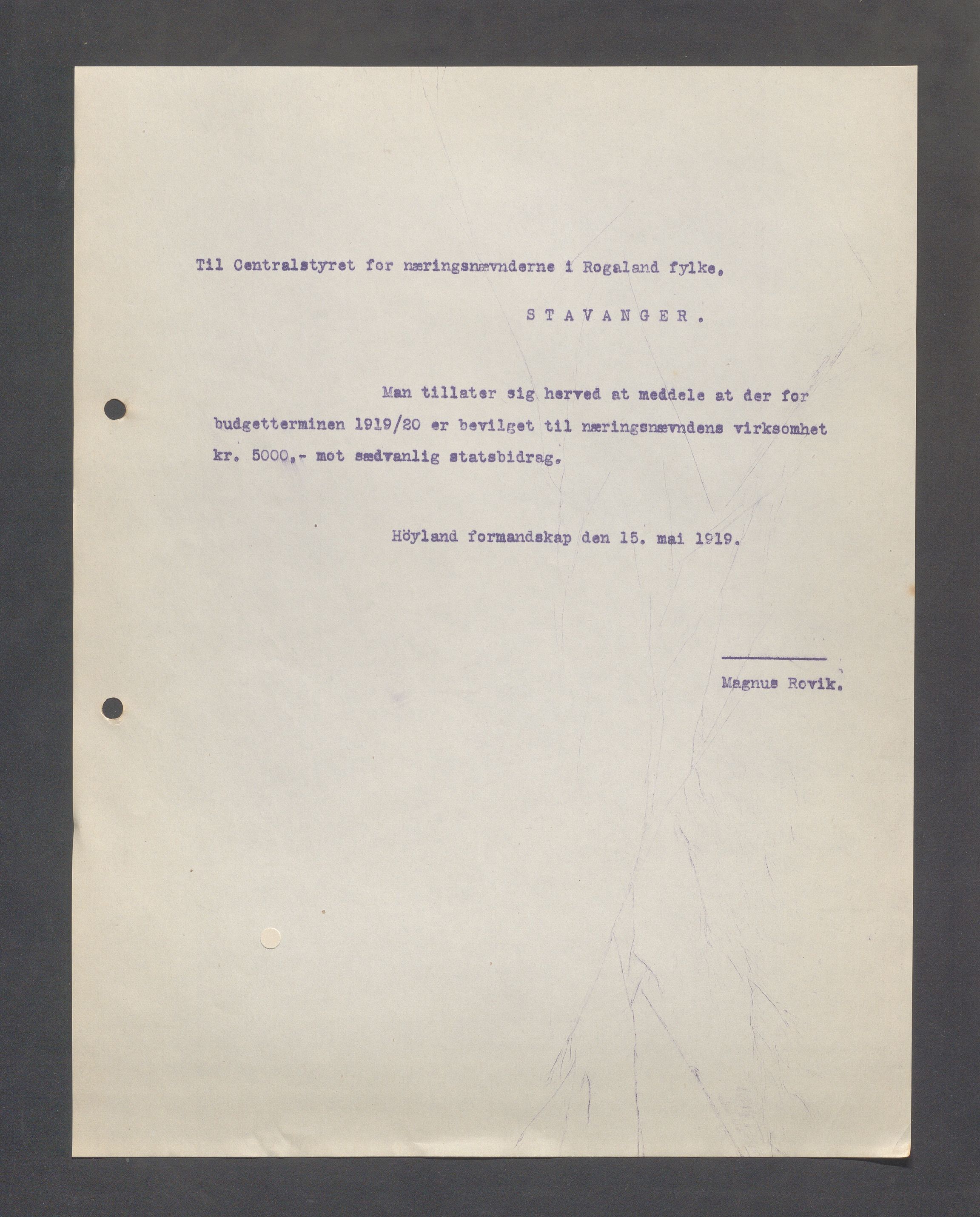 Høyland kommune - Formannskapet, IKAR/K-100046/B/L0005: Kopibok, 1918-1921, s. 215