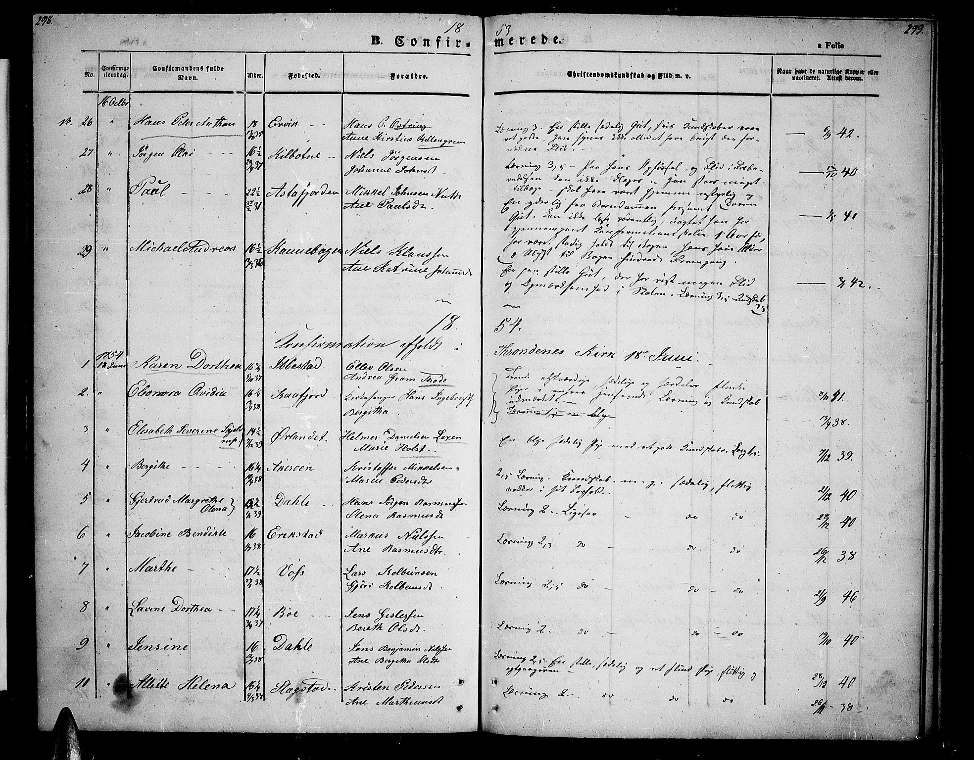Trondenes sokneprestkontor, AV/SATØ-S-1319/H/Hb/L0006klokker: Klokkerbok nr. 6, 1845-1855, s. 298-299