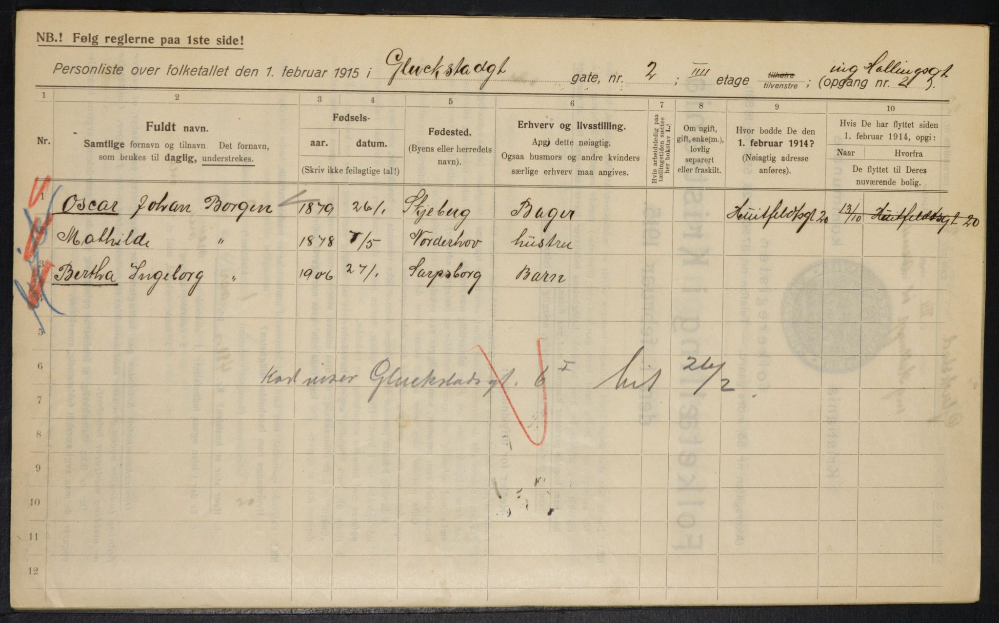 OBA, Kommunal folketelling 1.2.1915 for Kristiania, 1915, s. 29005