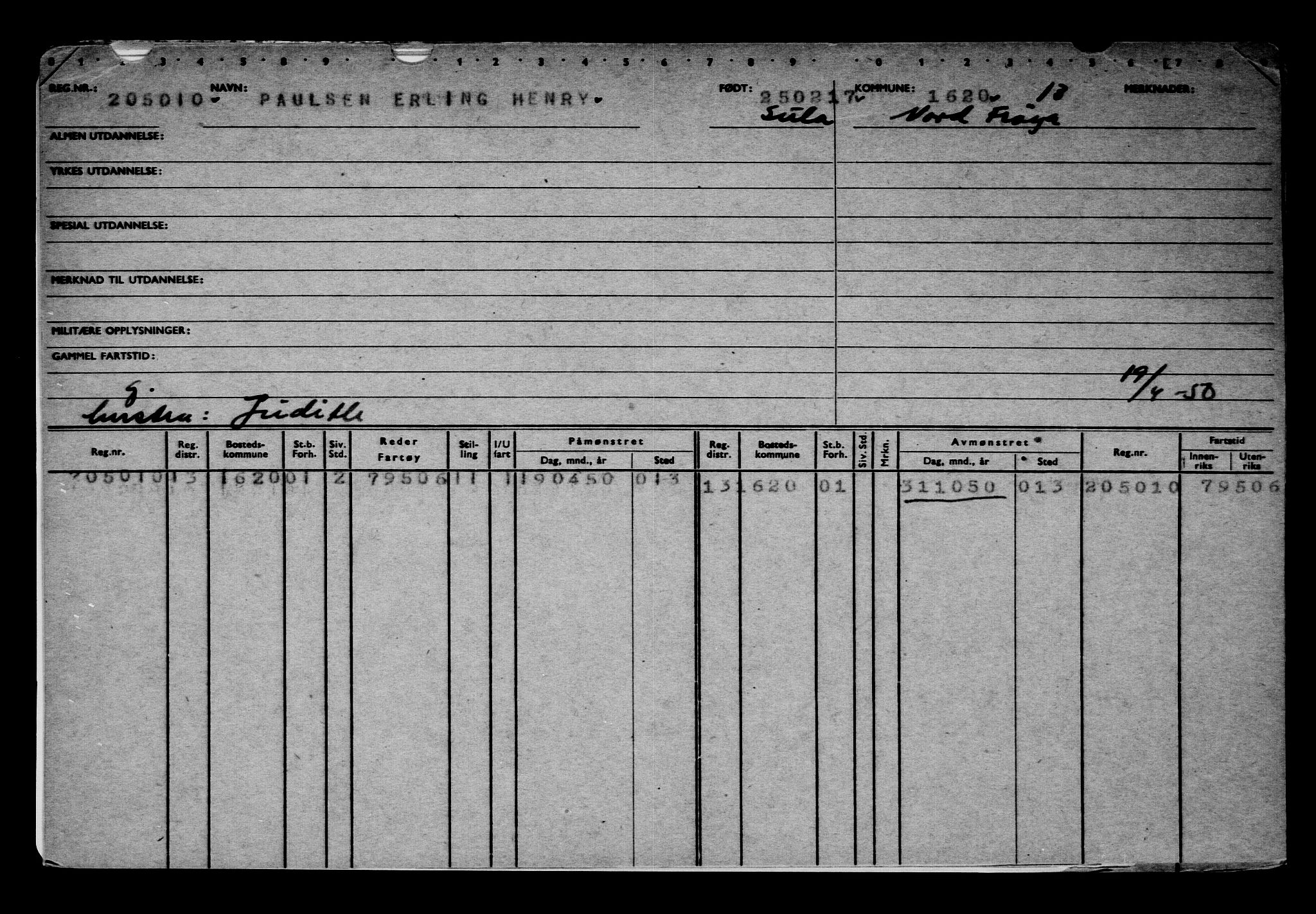 Direktoratet for sjømenn, AV/RA-S-3545/G/Gb/L0146: Hovedkort, 1917, s. 308