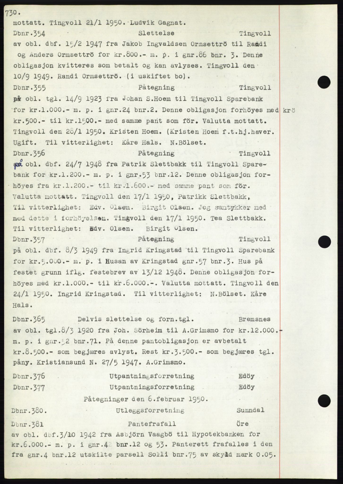 Nordmøre sorenskriveri, SAT/A-4132/1/2/2Ca: Pantebok nr. C82b, 1946-1951, Dagboknr: 354/1950