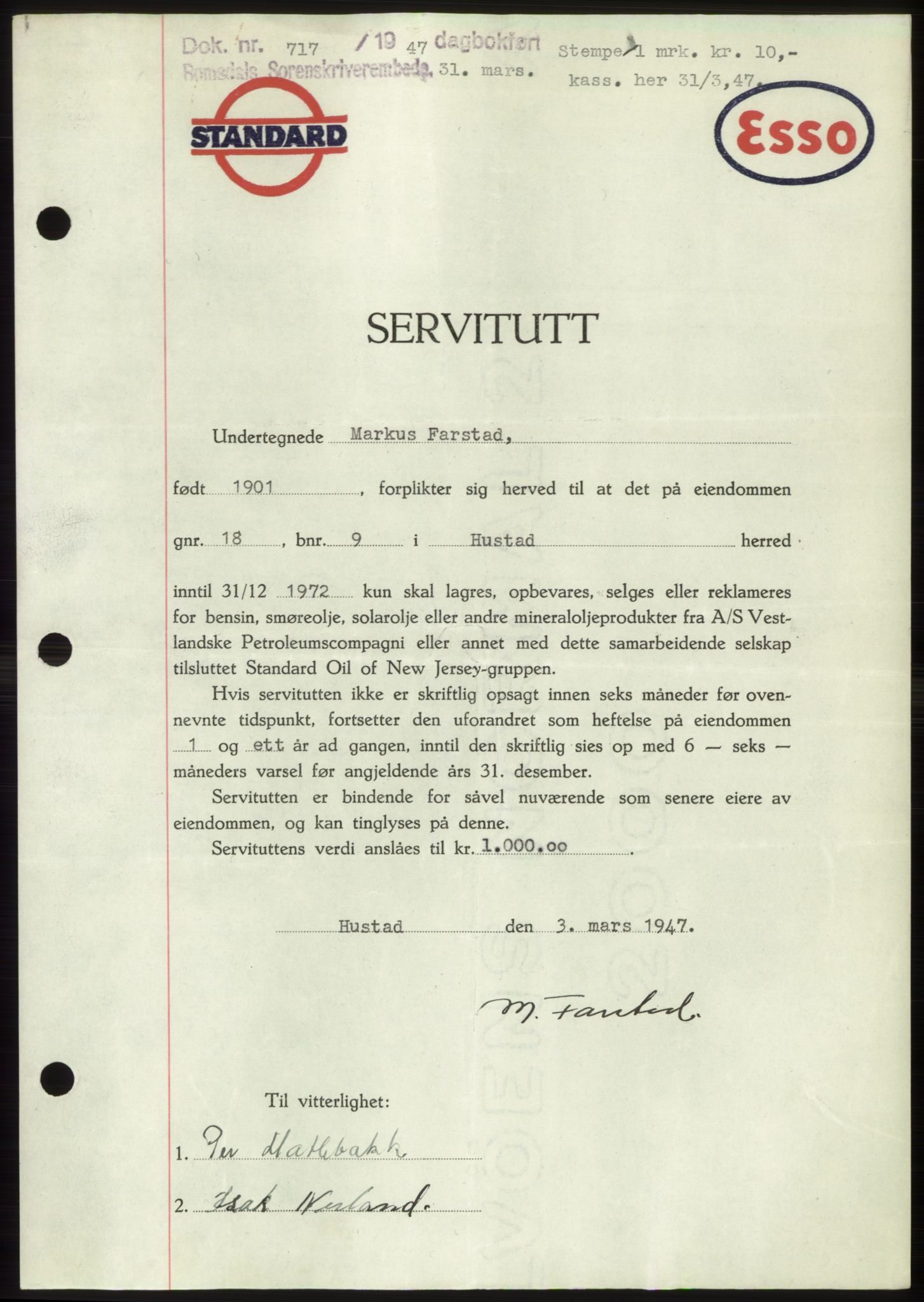 Romsdal sorenskriveri, SAT/A-4149/1/2/2C: Pantebok nr. B3, 1946-1948, Dagboknr: 717/1947