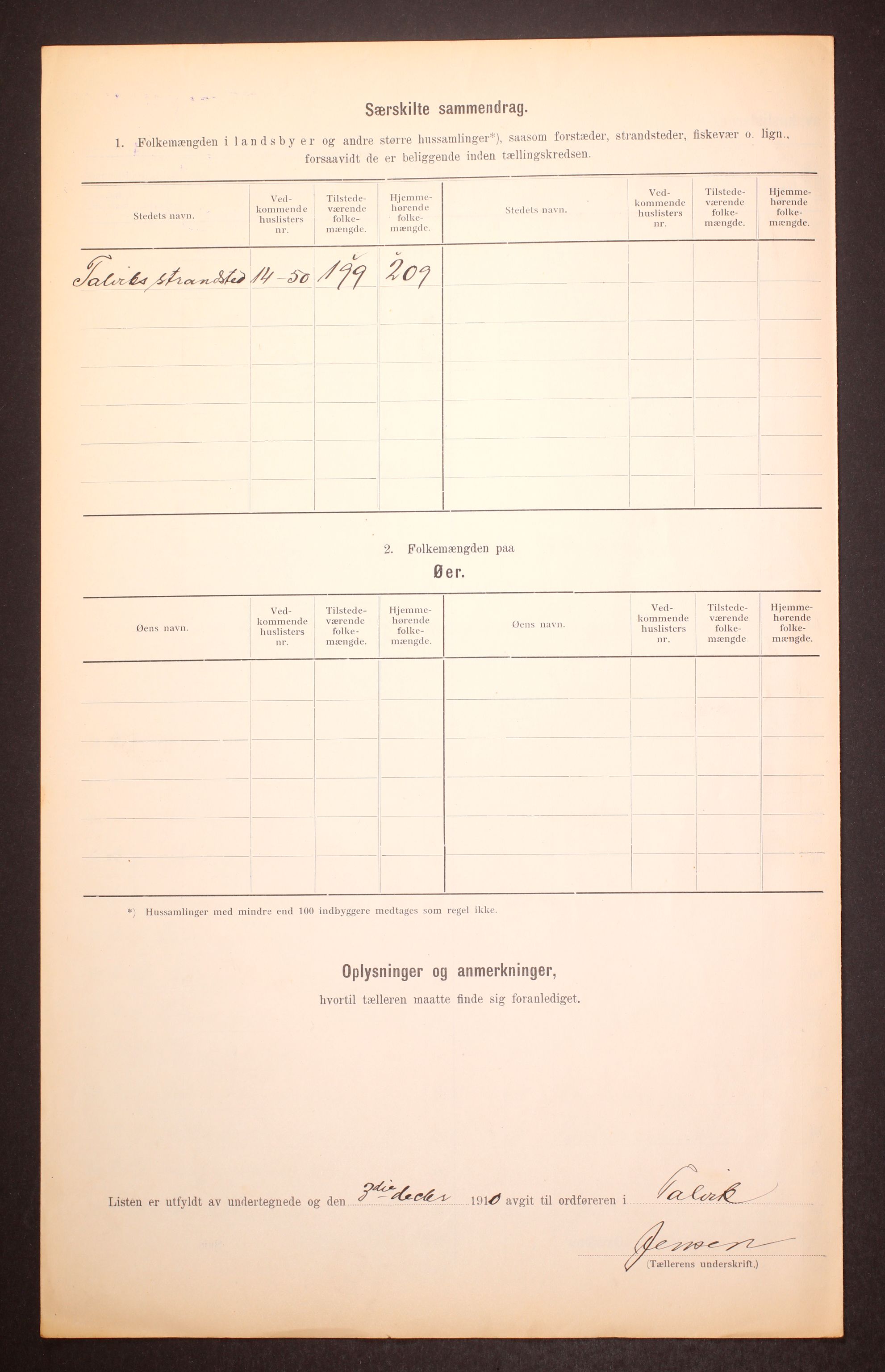 RA, Folketelling 1910 for 2013 Talvik herred, 1910, s. 6