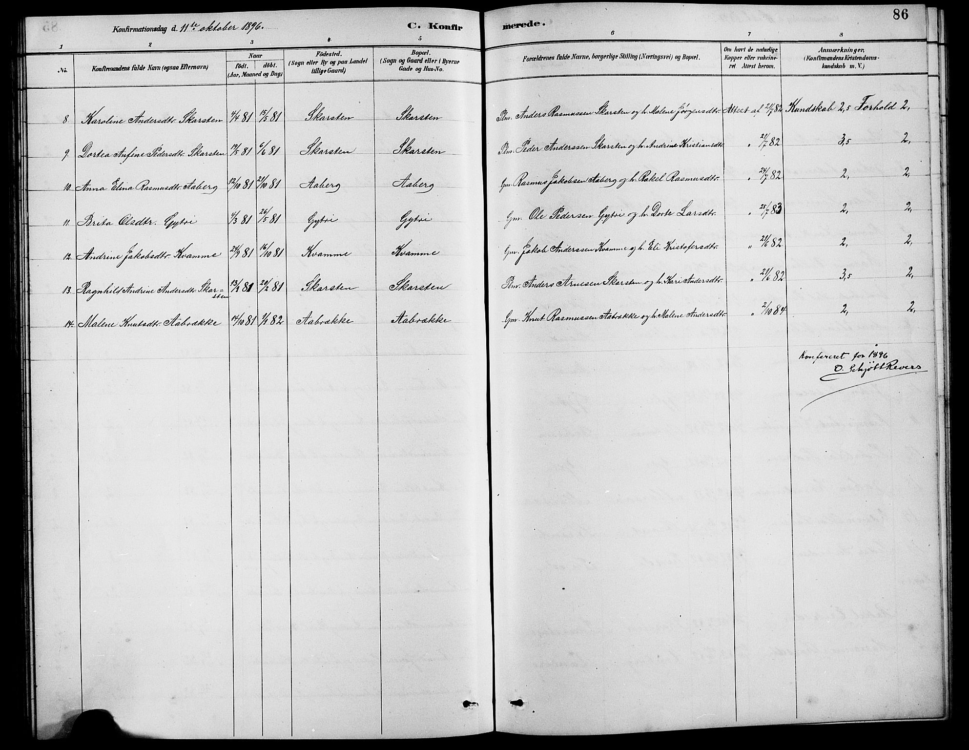 Innvik sokneprestembete, AV/SAB-A-80501: Klokkerbok nr. B 3, 1886-1897, s. 86