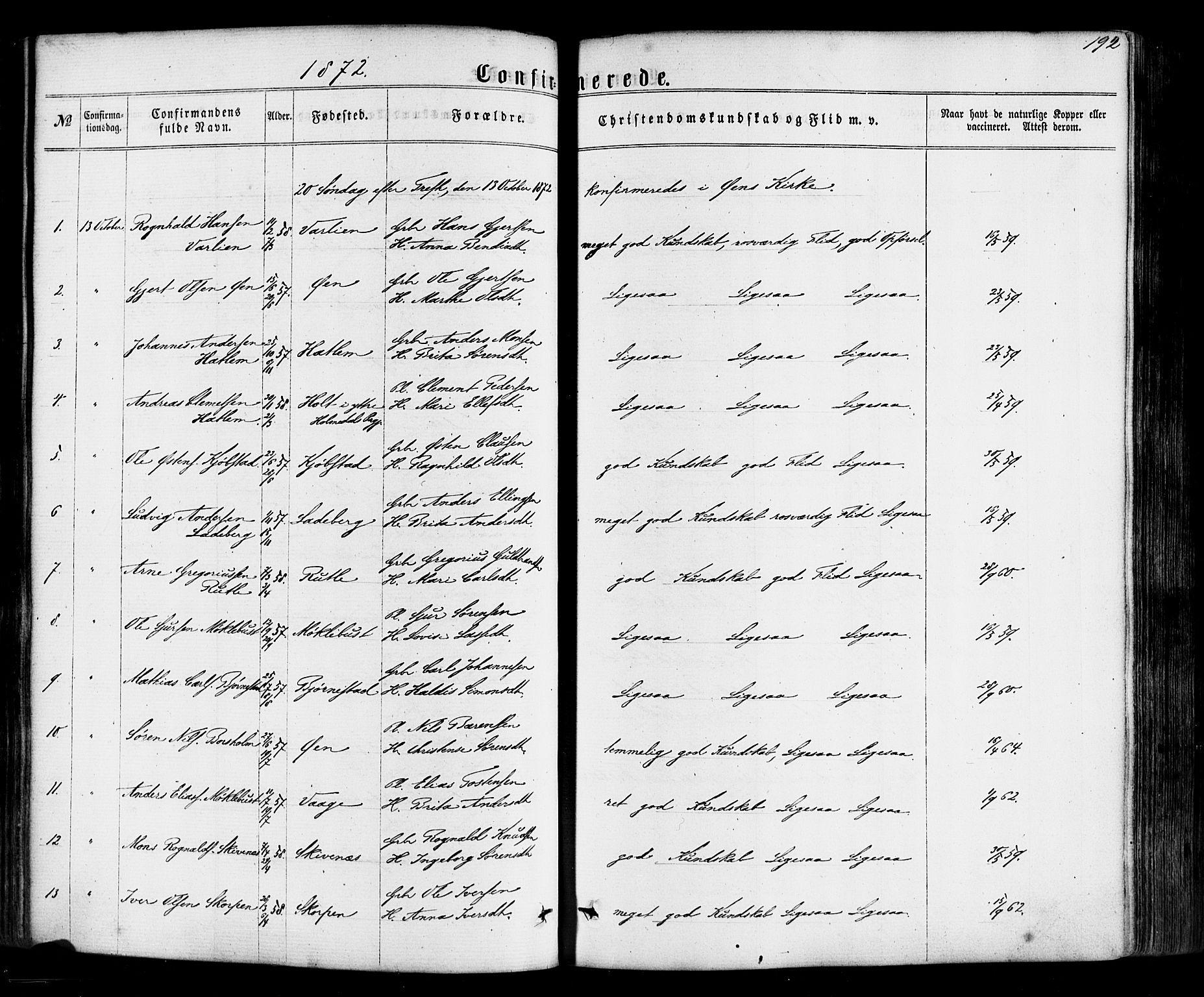 Hyllestad sokneprestembete, AV/SAB-A-80401: Ministerialbok nr. A 1, 1861-1886, s. 192