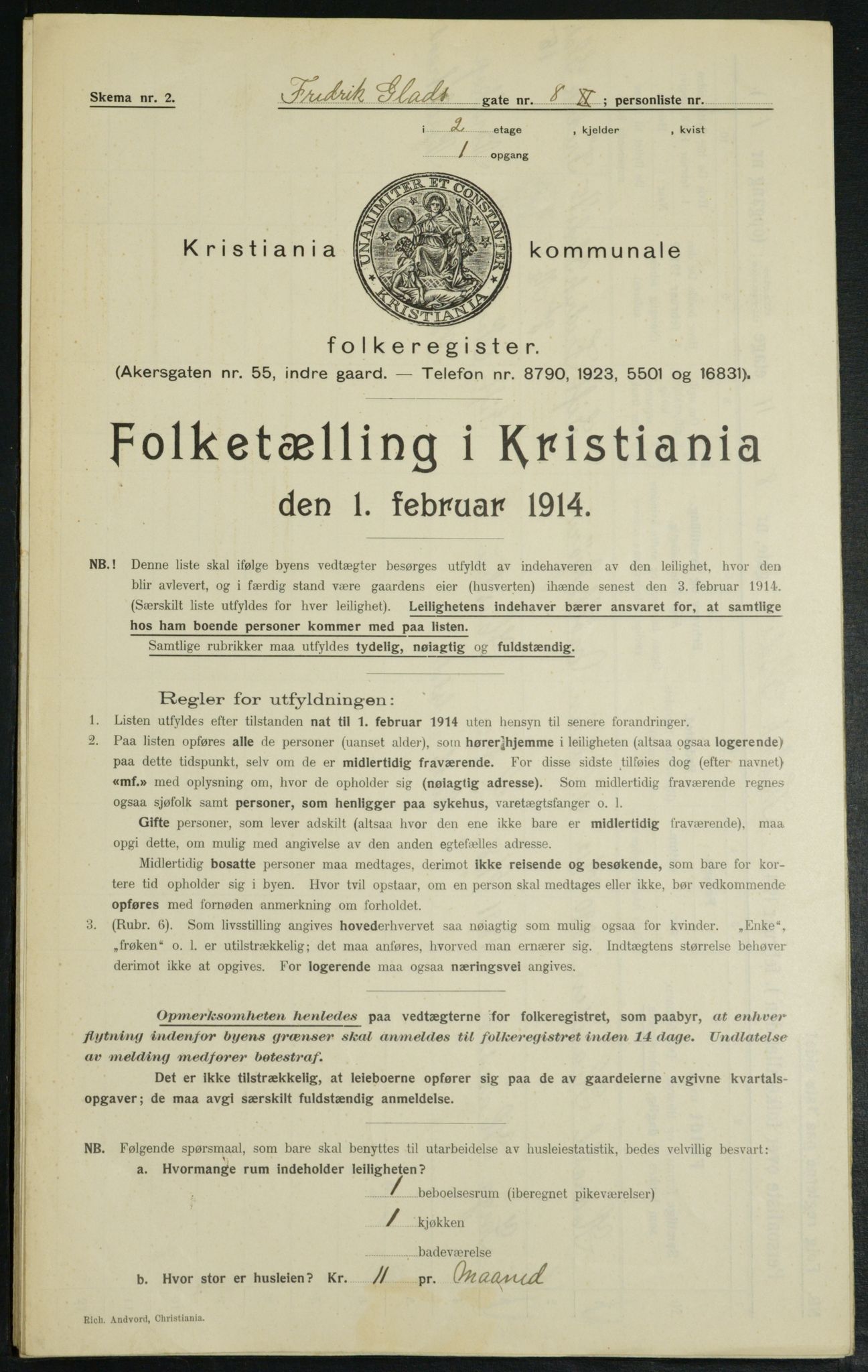 OBA, Kommunal folketelling 1.2.1914 for Kristiania, 1914, s. 26673