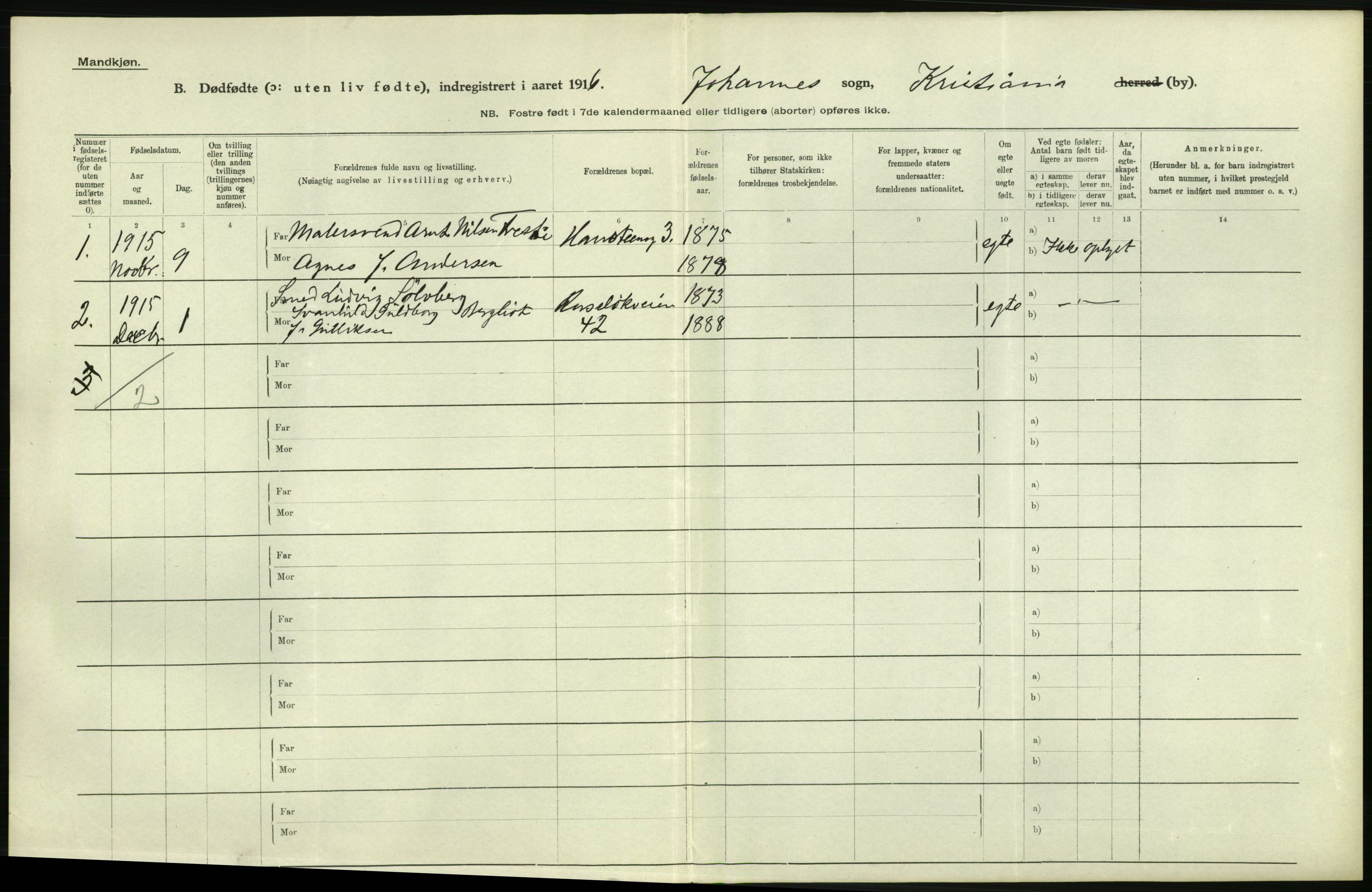 Statistisk sentralbyrå, Sosiodemografiske emner, Befolkning, AV/RA-S-2228/D/Df/Dfb/Dfbe/L0010: Kristiania: Døde, dødfødte., 1915, s. 392