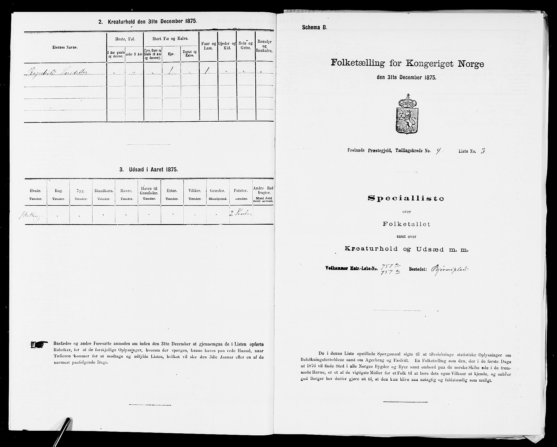 SAK, Folketelling 1875 for 0919P Froland prestegjeld, 1875, s. 398