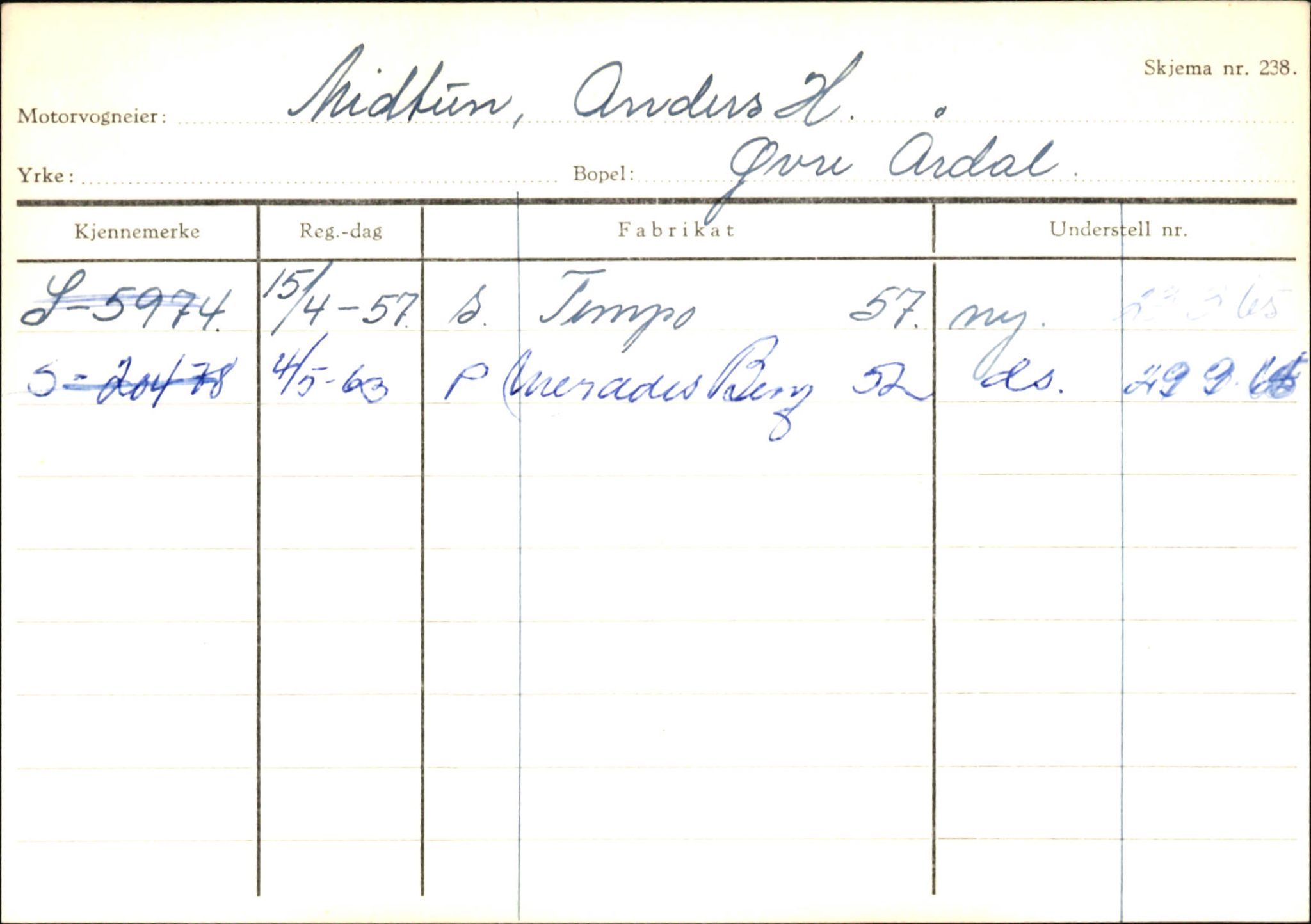 Statens vegvesen, Sogn og Fjordane vegkontor, AV/SAB-A-5301/4/F/L0145: Registerkort Vågsøy S-Å. Årdal I-P, 1945-1975, s. 1687