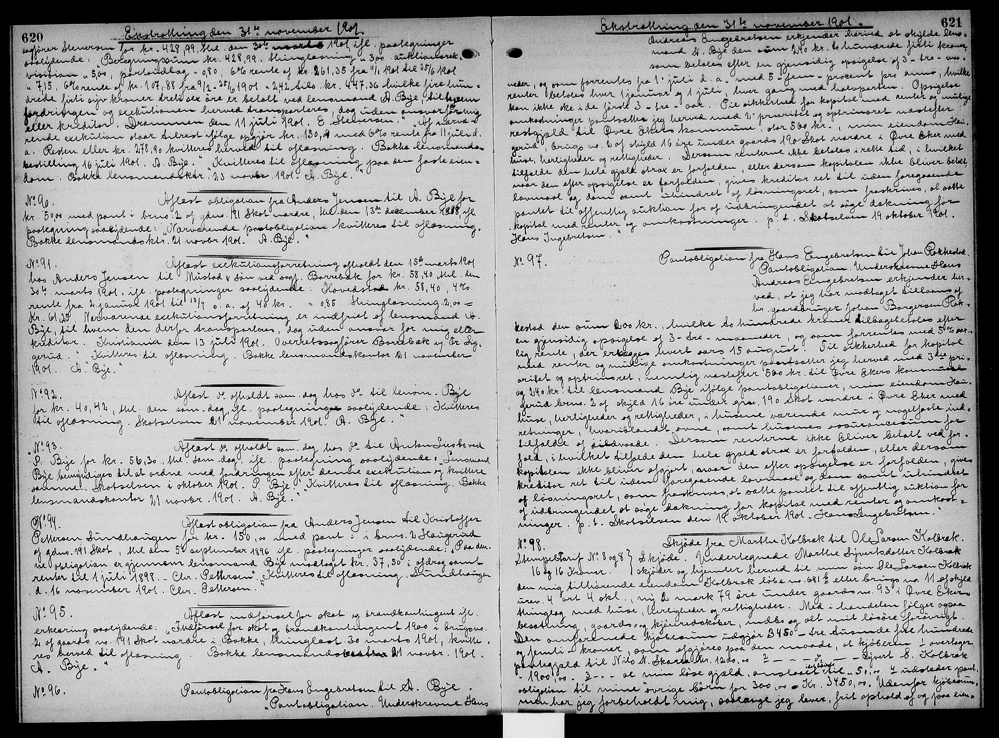 Eiker, Modum og Sigdal sorenskriveri, SAKO/A-123/G/Ga/Gaa/L0024: Pantebok nr. I 24, 1900-1902, s. 620-621