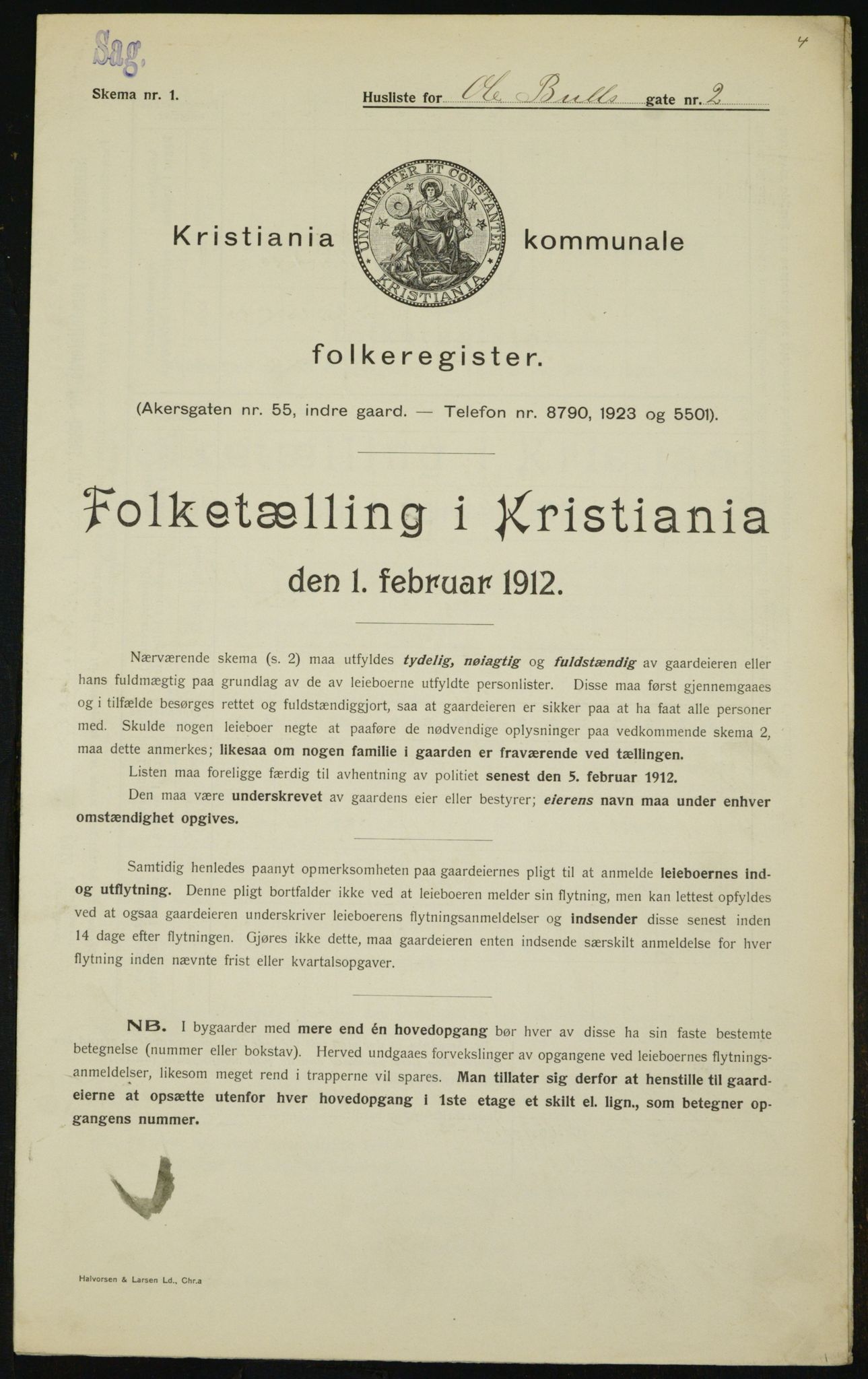 OBA, Kommunal folketelling 1.2.1912 for Kristiania, 1912, s. 76008