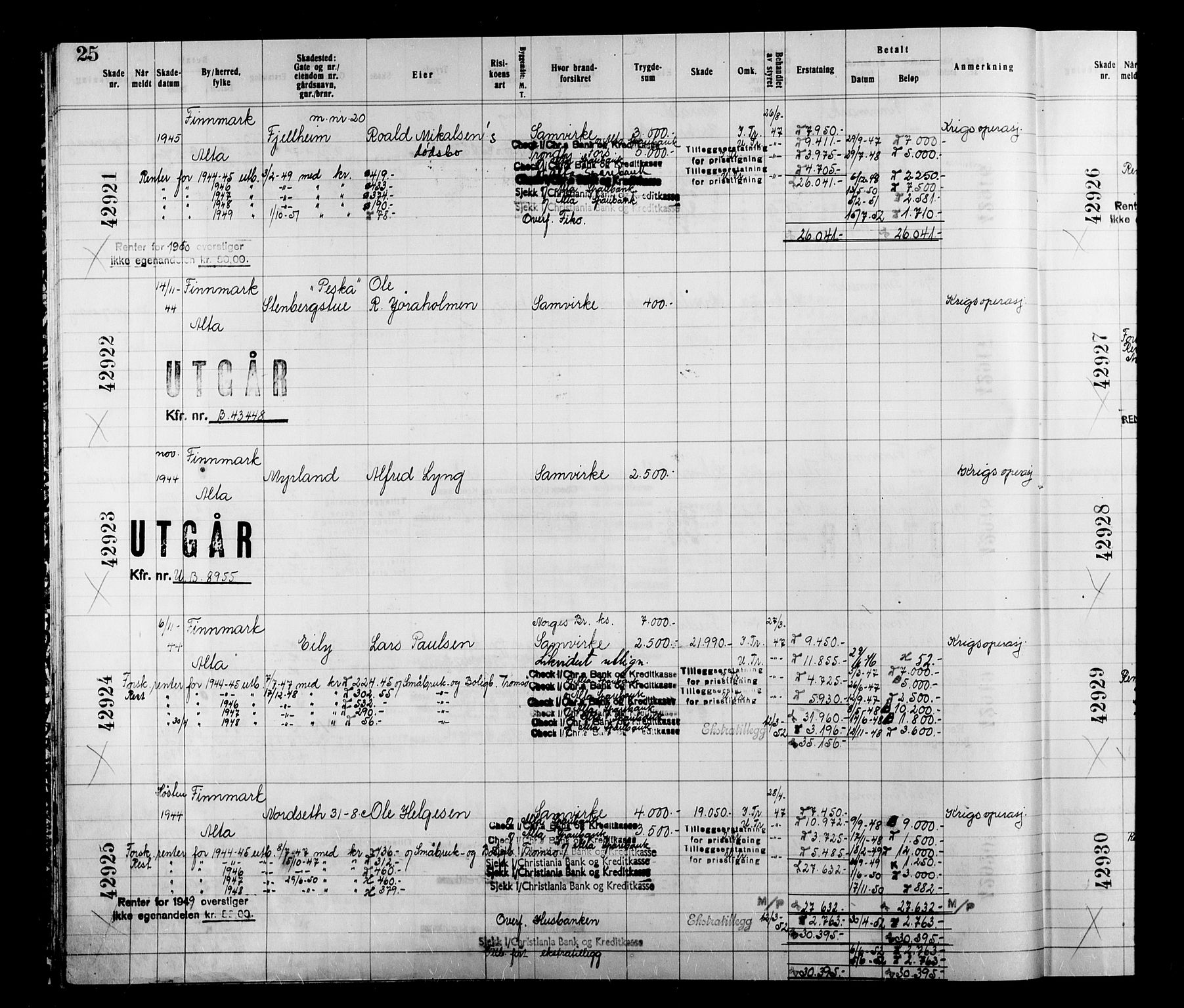 Krigsskadetrygdene for bygninger og løsøre, RA/S-1548/V/L0038: Bygning, branntrygdet., 1940-1945, s. 25