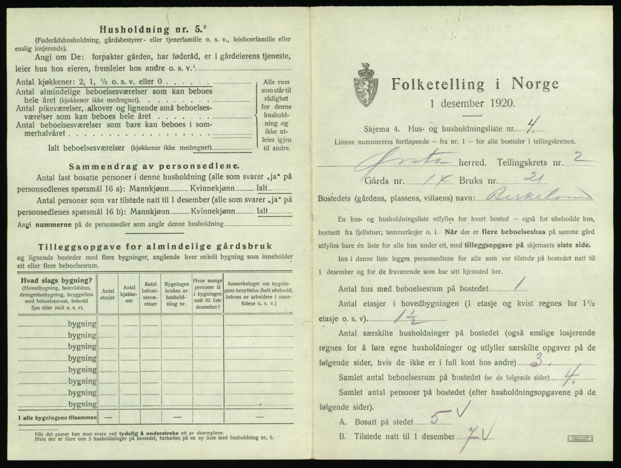 SAT, Folketelling 1920 for 1520 Ørsta herred, 1920, s. 152