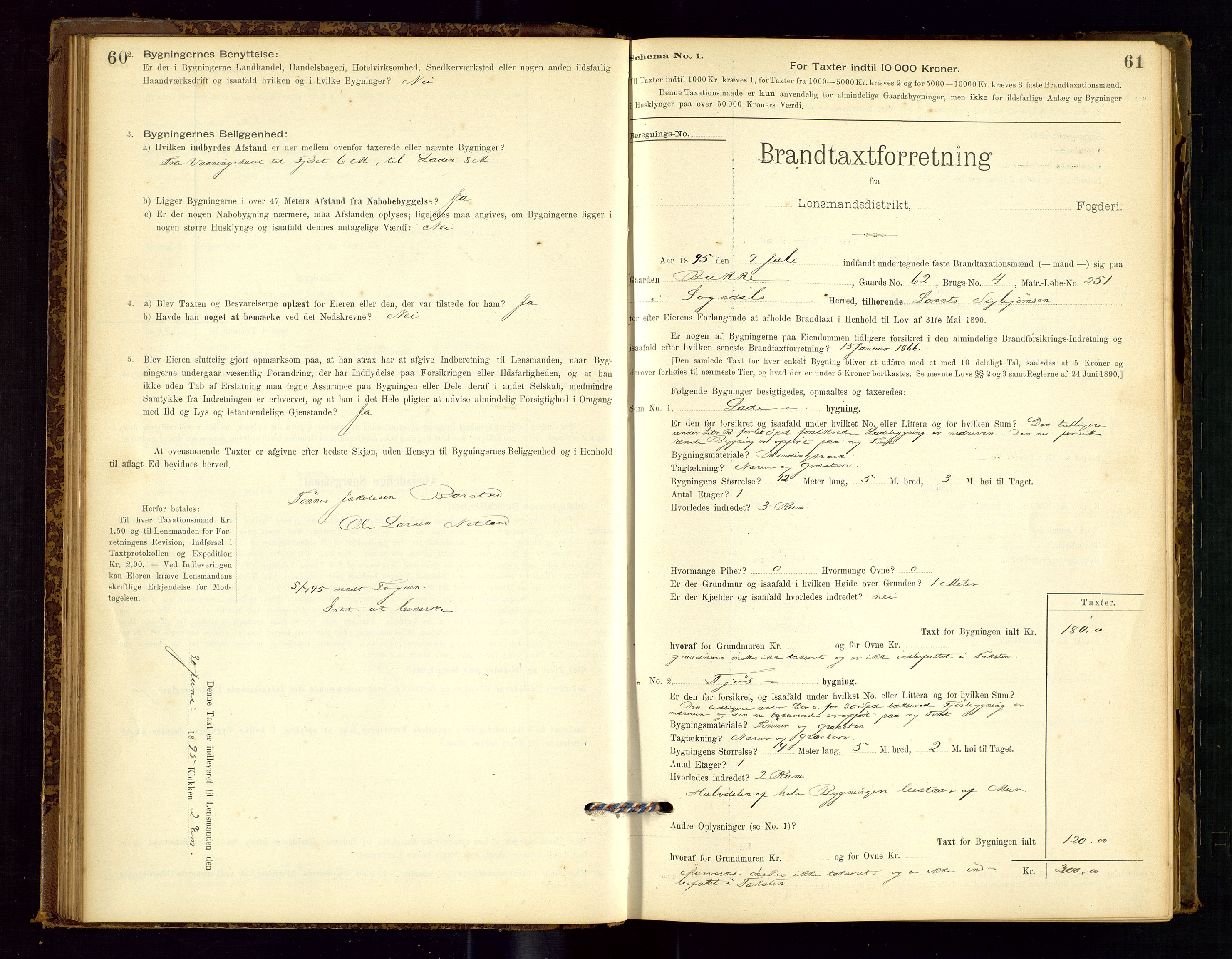 Sokndal lensmannskontor, AV/SAST-A-100417/Gob/L0001: "Brandtaxt-Protokol", 1895-1902, s. 60-61