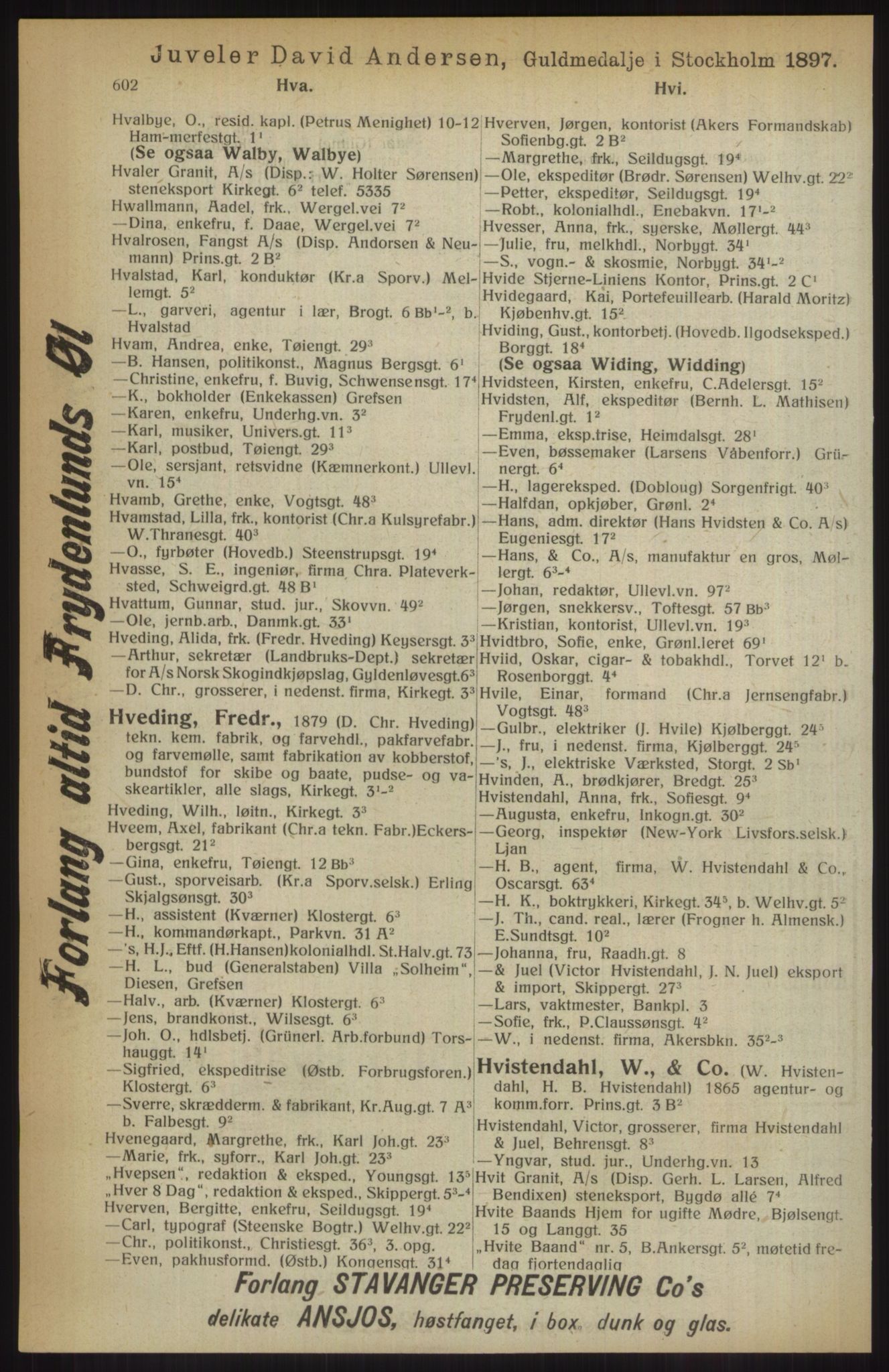 Kristiania/Oslo adressebok, PUBL/-, 1914, s. 602