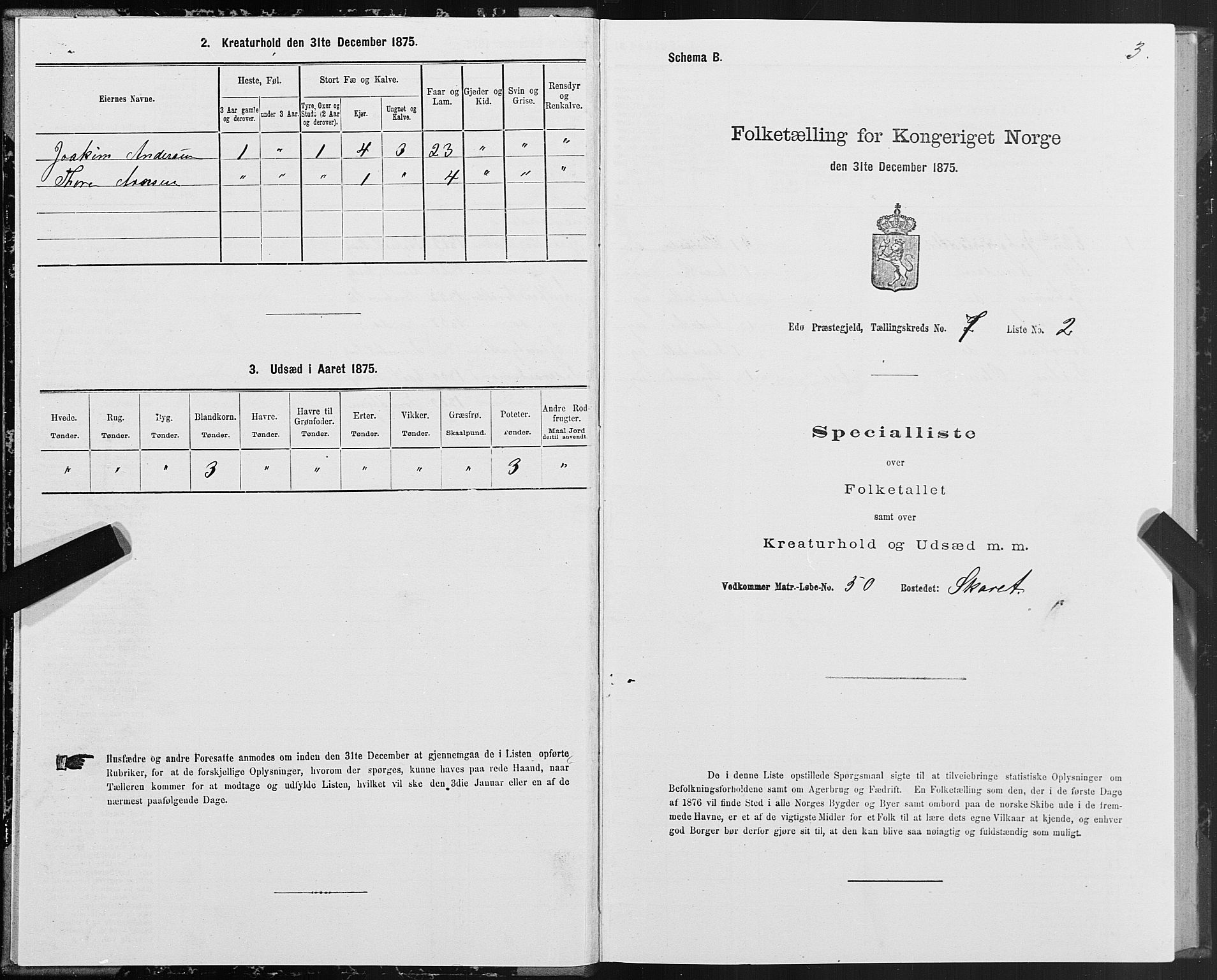 SAT, Folketelling 1875 for 1573P Edøy prestegjeld, 1875, s. 3003