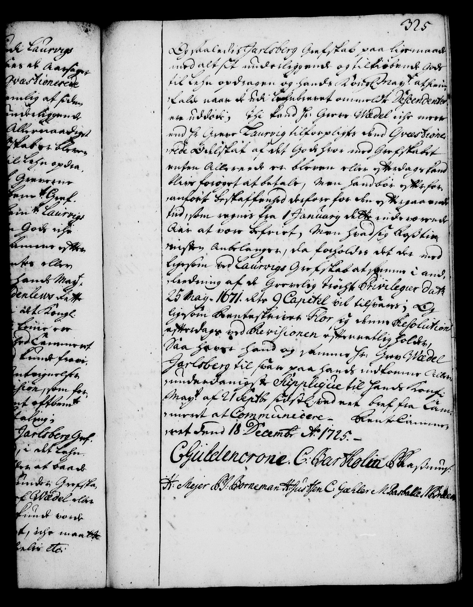 Rentekammeret, Kammerkanselliet, RA/EA-3111/G/Gg/Gga/L0002: Norsk ekspedisjonsprotokoll med register (merket RK 53.2), 1723-1727, s. 325