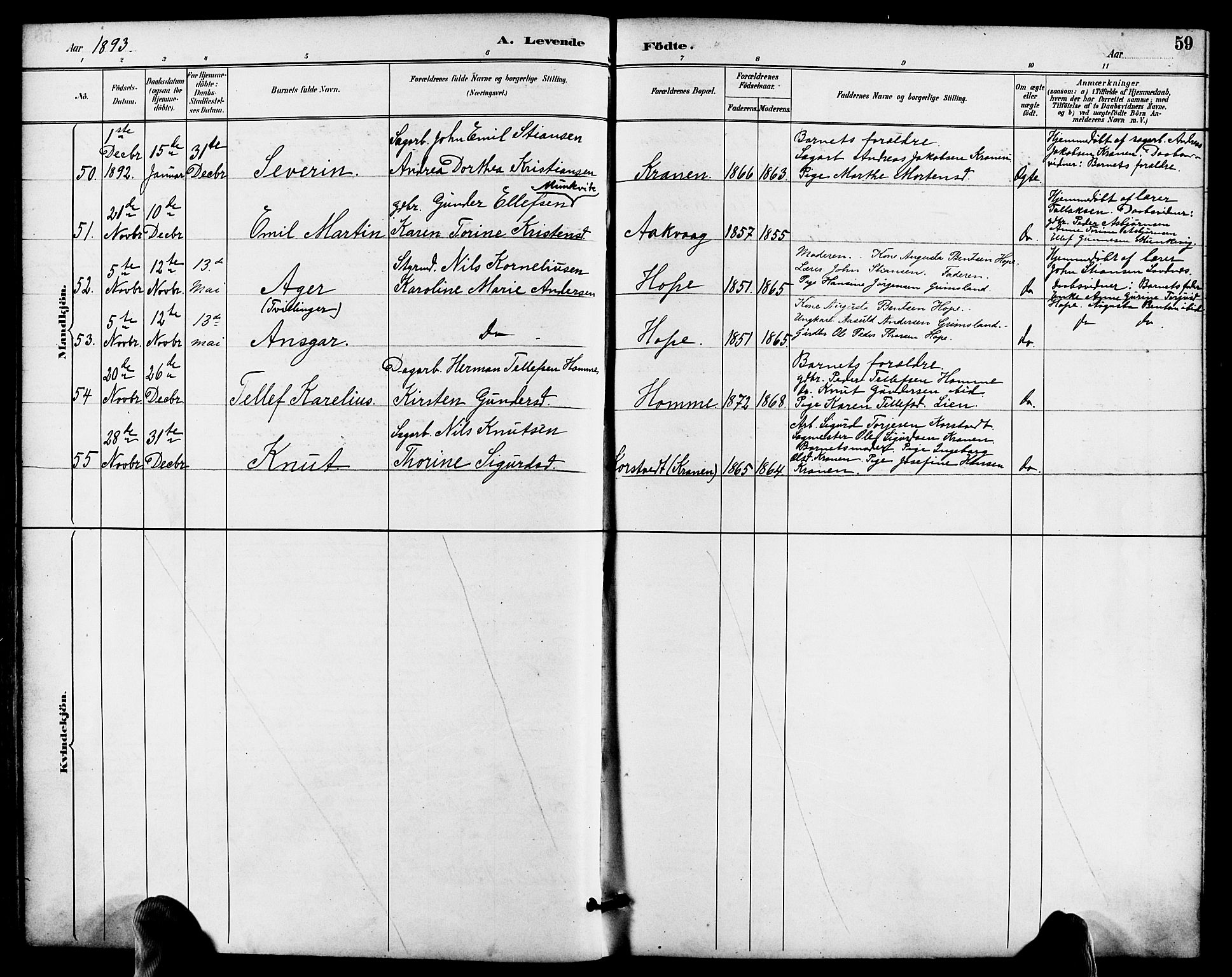 Søndeled sokneprestkontor, AV/SAK-1111-0038/F/Fa/L0005: Ministerialbok nr. A 5, 1889-1899, s. 59