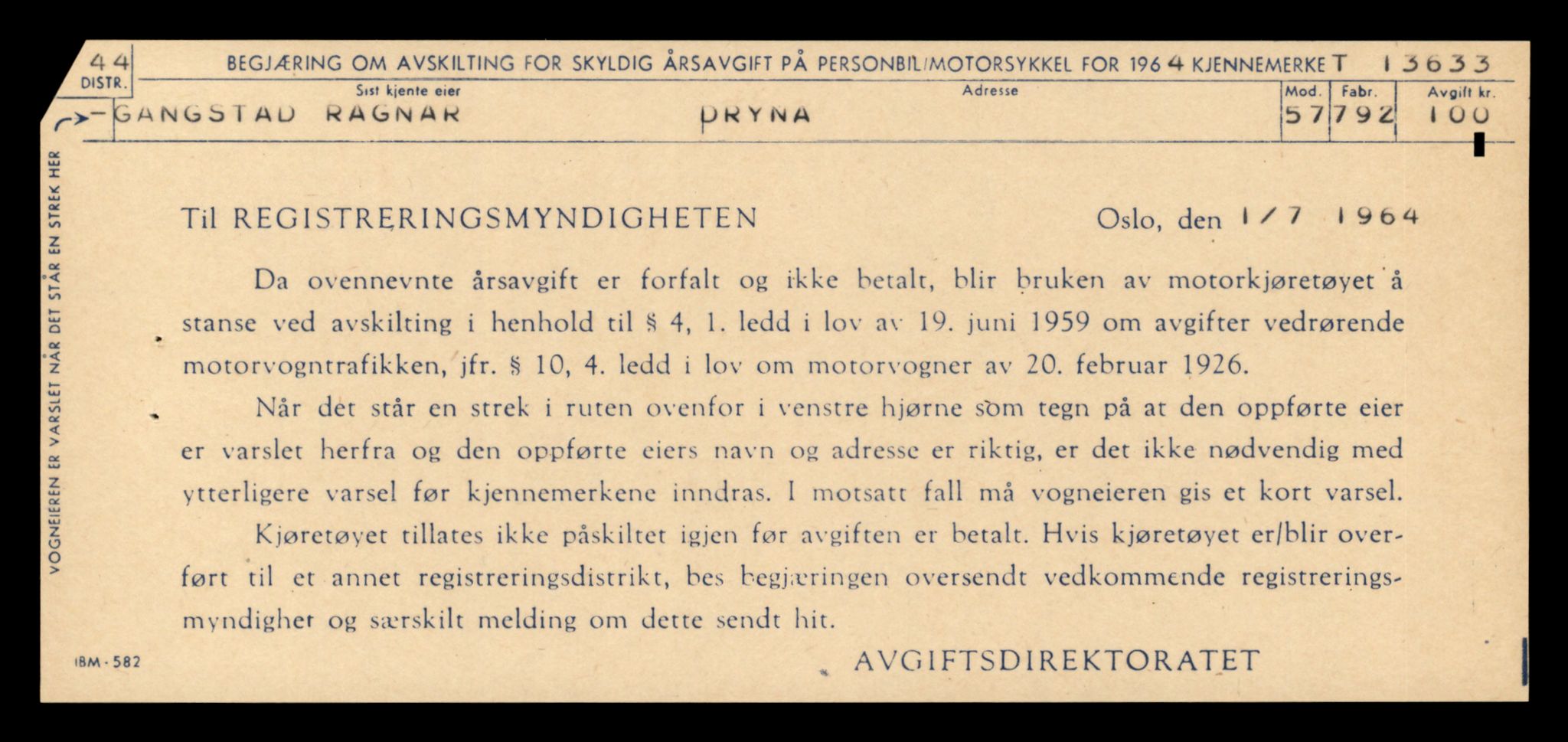 Møre og Romsdal vegkontor - Ålesund trafikkstasjon, AV/SAT-A-4099/F/Fe/L0040: Registreringskort for kjøretøy T 13531 - T 13709, 1927-1998, s. 1771