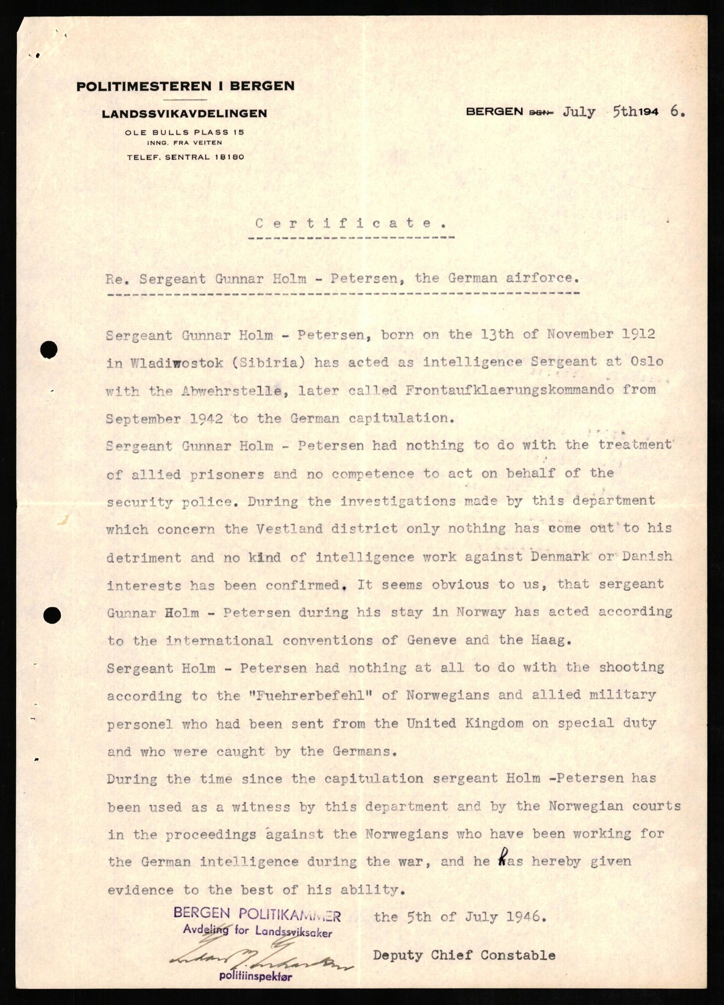 Forsvaret, Forsvarets overkommando II, AV/RA-RAFA-3915/D/Db/L0013: CI Questionaires. Tyske okkupasjonsstyrker i Norge. Tyskere., 1945-1946, s. 414