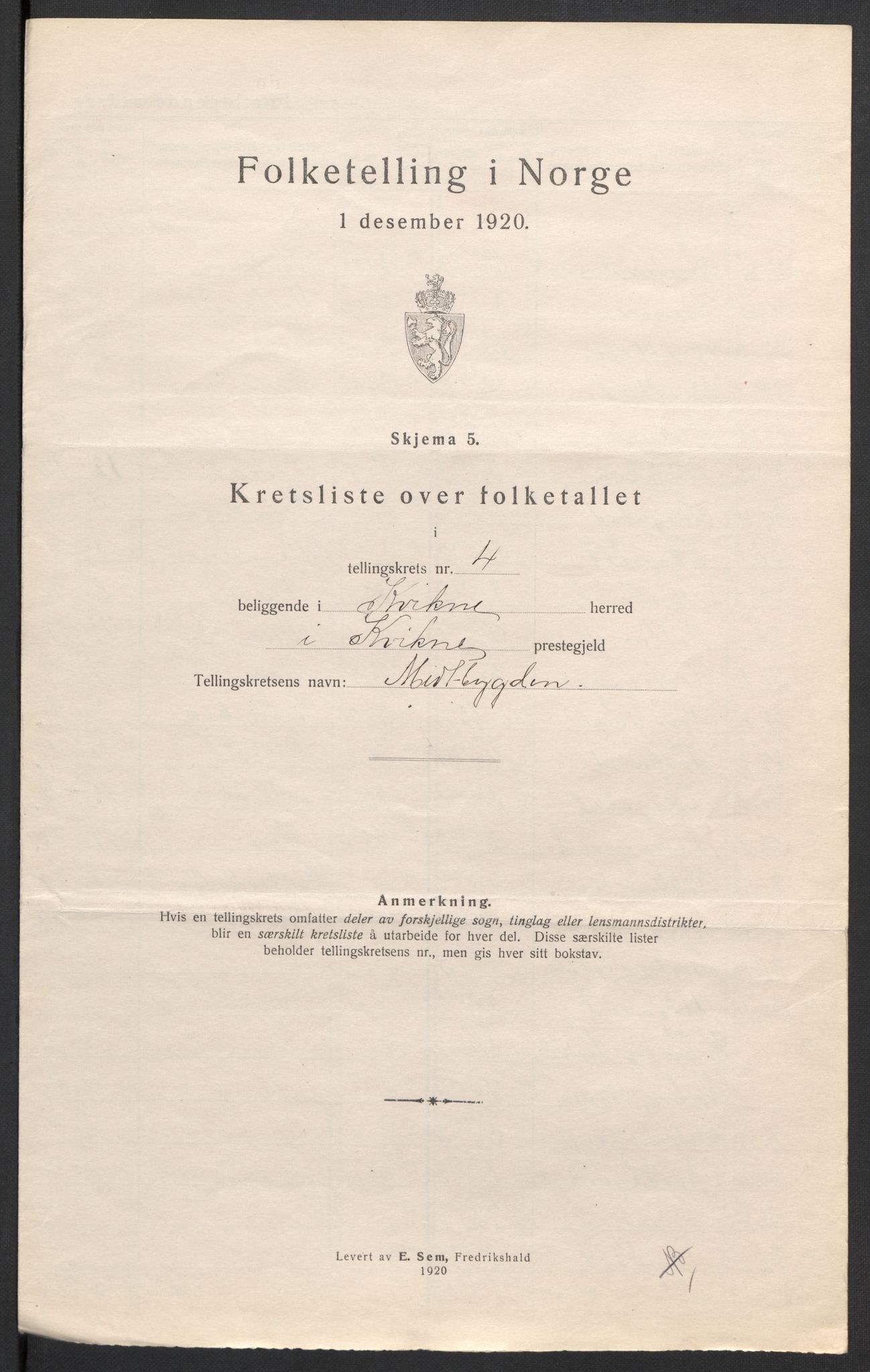 SAH, Folketelling 1920 for 0440 Kvikne herred, 1920, s. 15