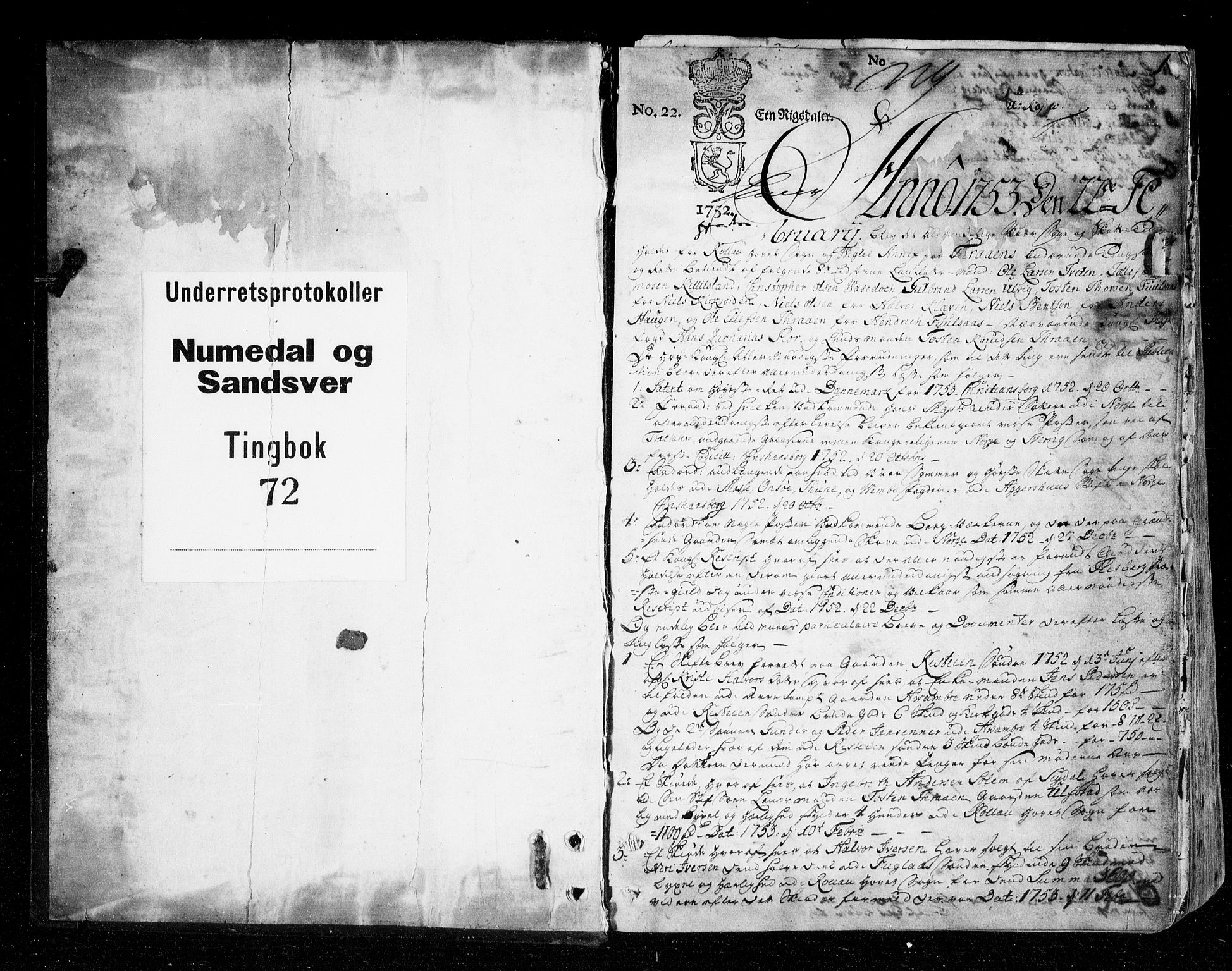 Numedal og Sandsvær sorenskriveri, SAKO/A-128/F/Fa/Faa/L0072: Tingbøker, 1753-1756, s. 0b-1a