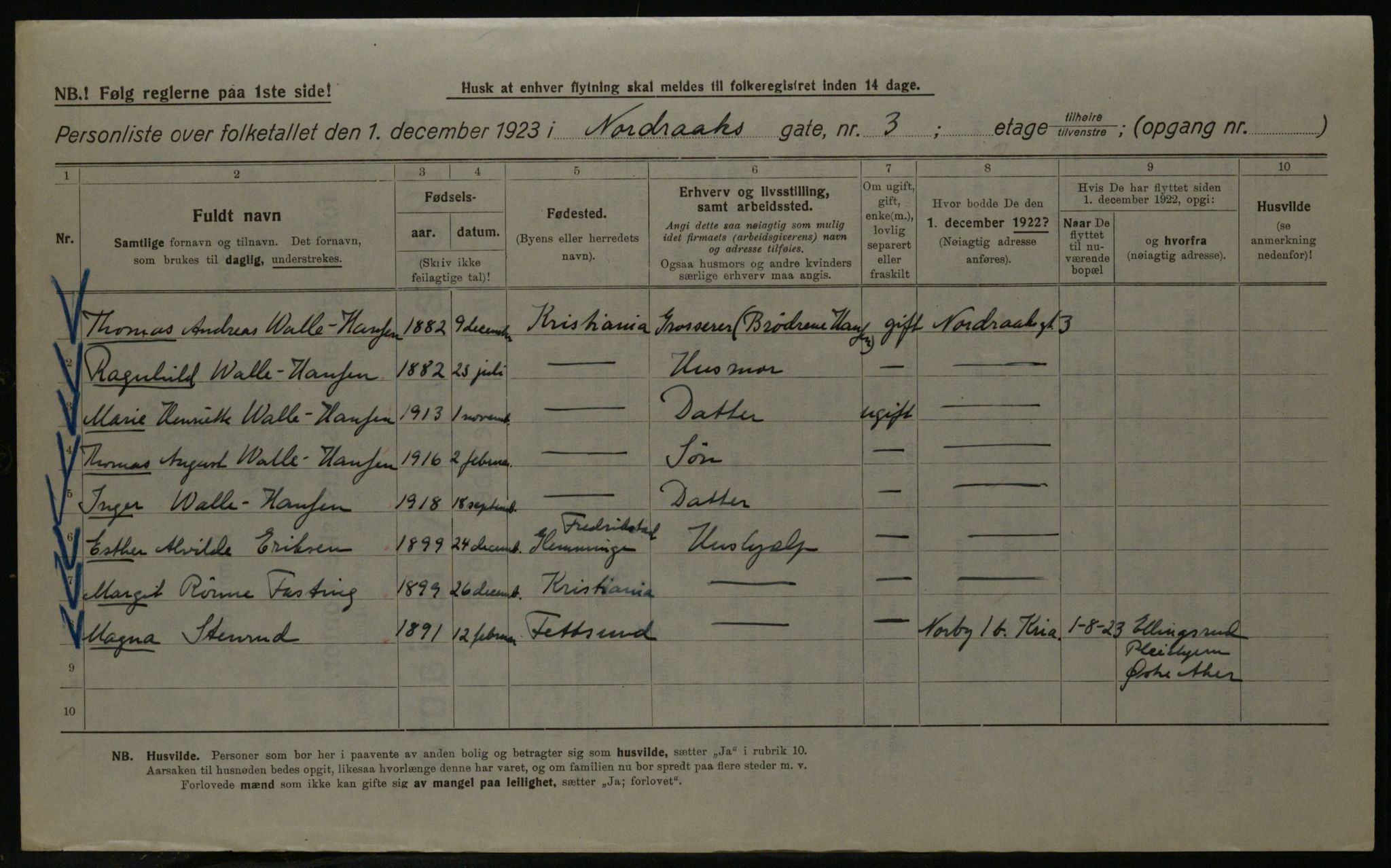 OBA, Kommunal folketelling 1.12.1923 for Kristiania, 1923, s. 80594