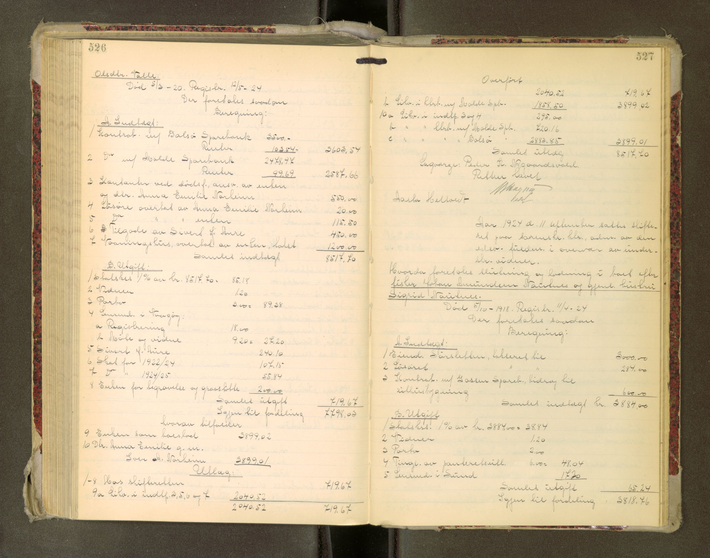 Romsdal sorenskriveri, AV/SAT-A-4149/1/3/3A/L0022: Skifteutlodnings Protokoll, 1920-1924, s. 526-527