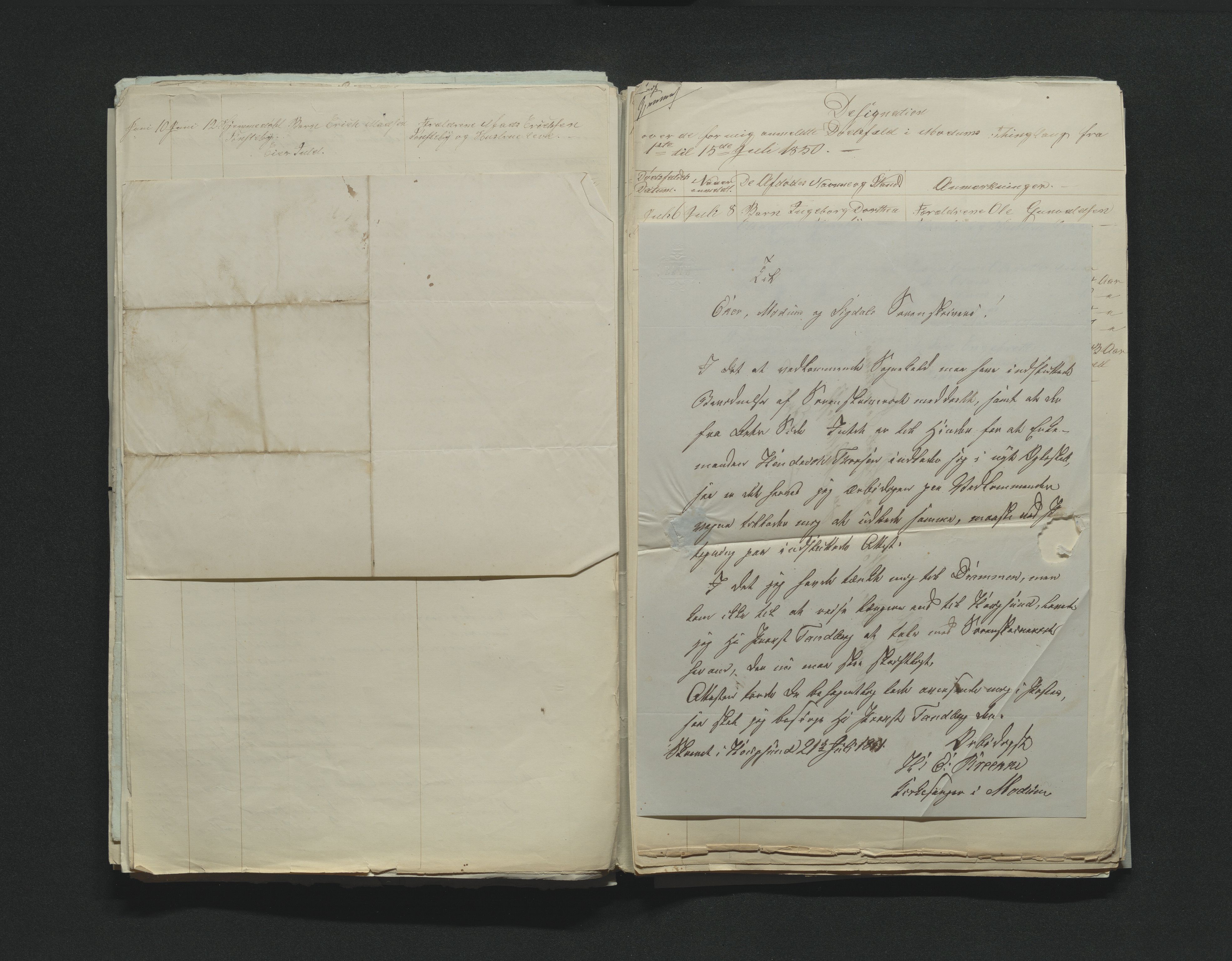 Eiker, Modum og Sigdal sorenskriveri, AV/SAKO-A-123/H/Ha/Hab/L0008: Dødsfallsmeldinger, 1850-1853