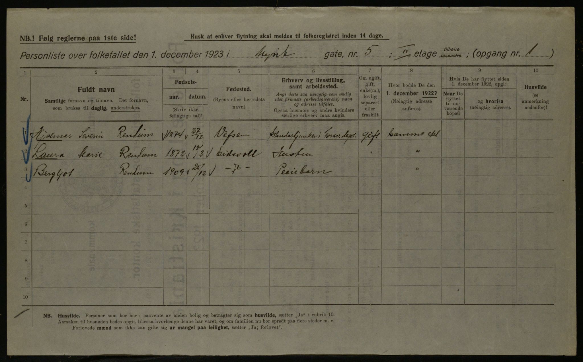 OBA, Kommunal folketelling 1.12.1923 for Kristiania, 1923, s. 75374