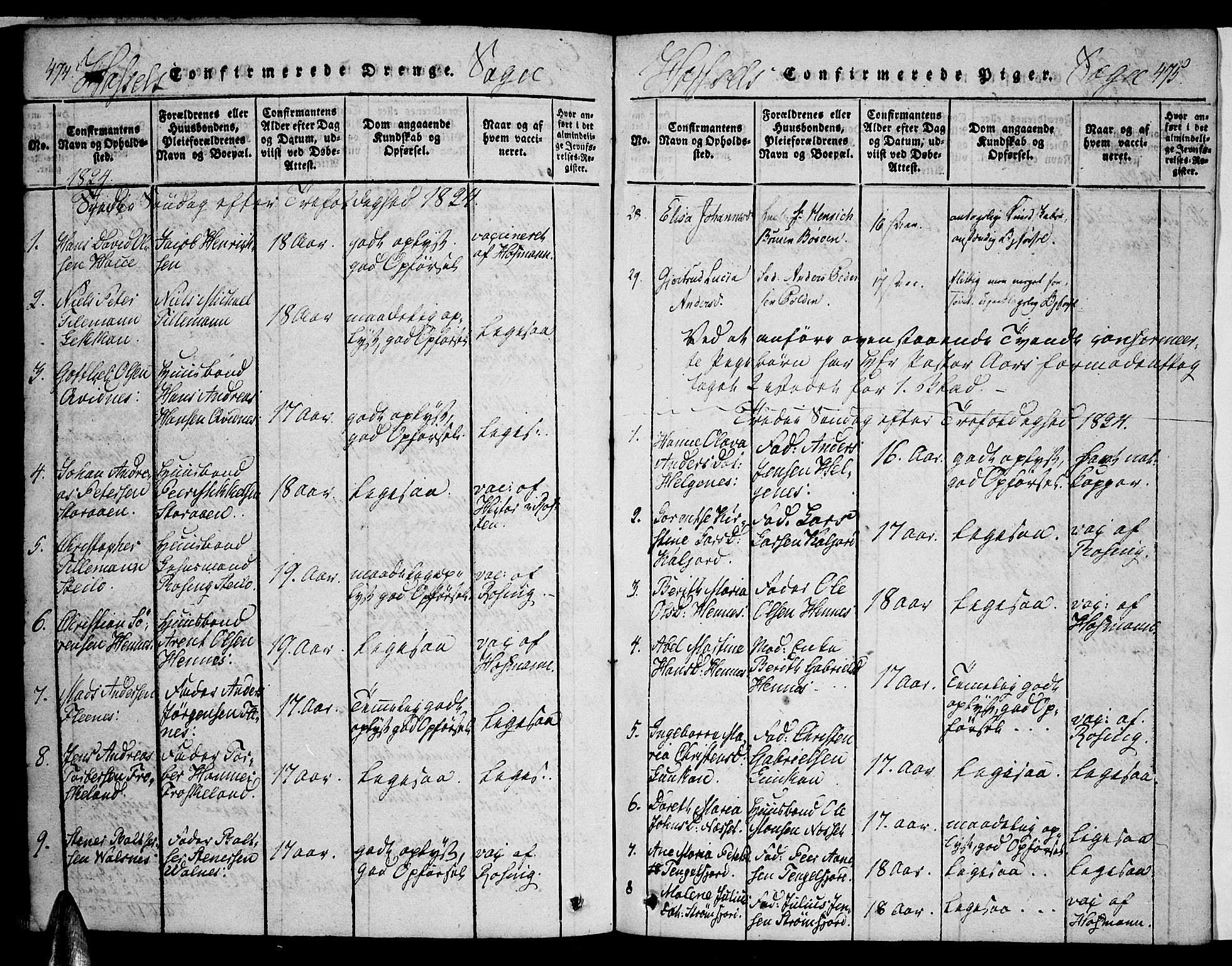 Ministerialprotokoller, klokkerbøker og fødselsregistre - Nordland, AV/SAT-A-1459/888/L1237: Ministerialbok nr. 888A05 /1, 1820-1836, s. 474-475