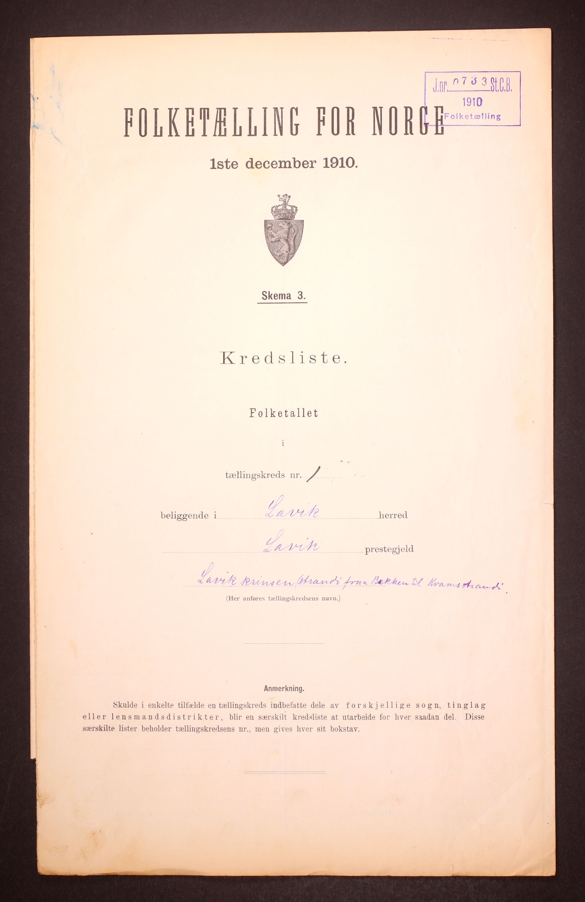 RA, Folketelling 1910 for 1415 Lavik herred, 1910, s. 4