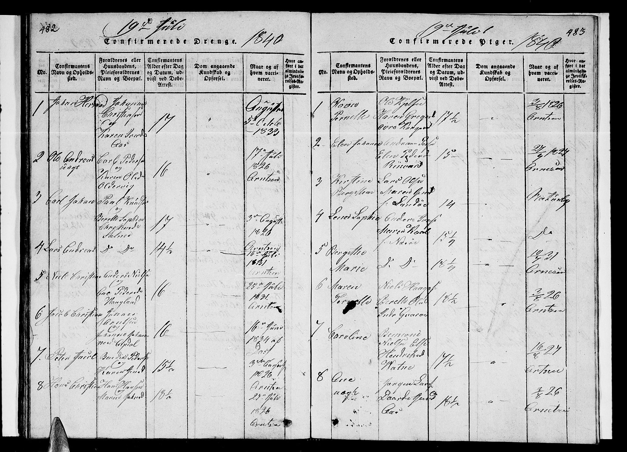 Ministerialprotokoller, klokkerbøker og fødselsregistre - Nordland, AV/SAT-A-1459/839/L0571: Klokkerbok nr. 839C01, 1820-1840, s. 482-483