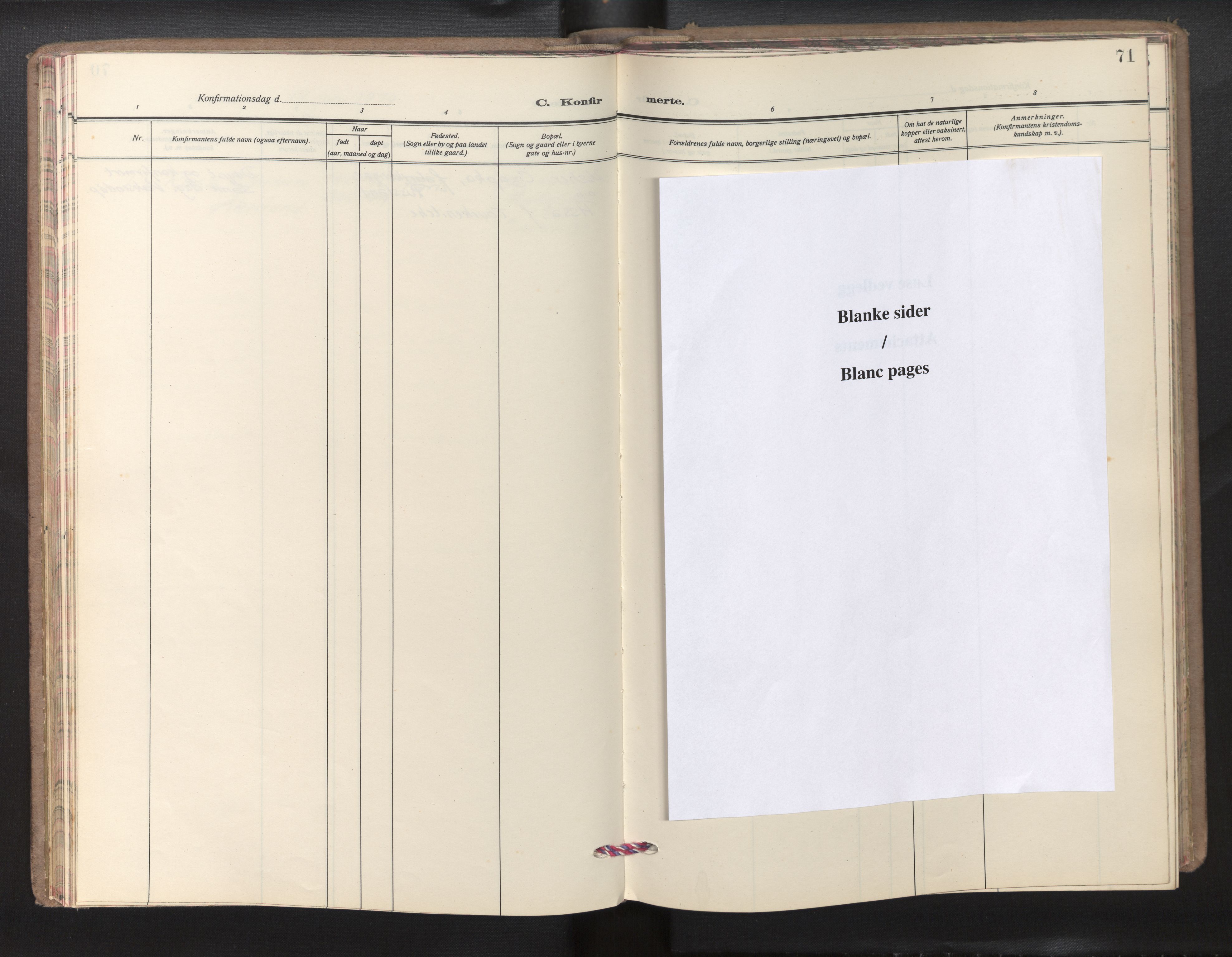 Den norske sjømannsmisjon i utlandet/Syd-Afrika(Durban-Cape Town-Port Elisabeth), AV/SAB-SAB/PA-0119/H/Ha/Haa/L0001: Ministerialbok nr. A 1, 1949-1986, s. 70b-71a