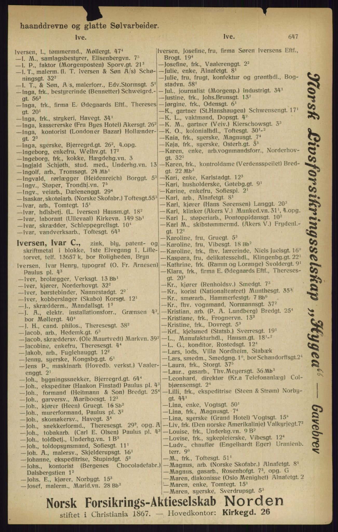 Kristiania/Oslo adressebok, PUBL/-, 1916, s. 647