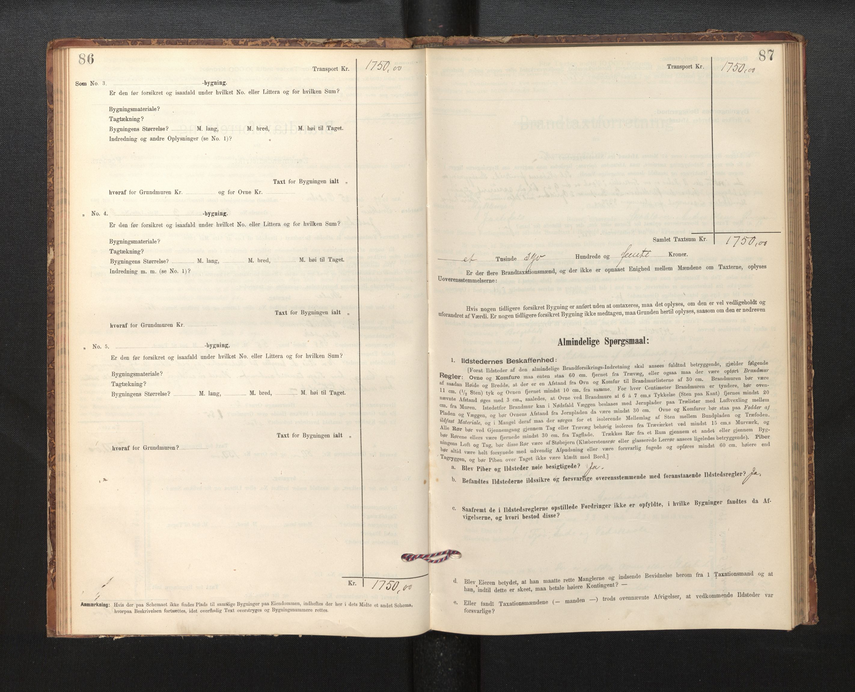 Lensmannen i Jostedal, SAB/A-28601/0012/L0003: Branntakstprotokoll, skjematakst, 1895-1906, s. 86-87