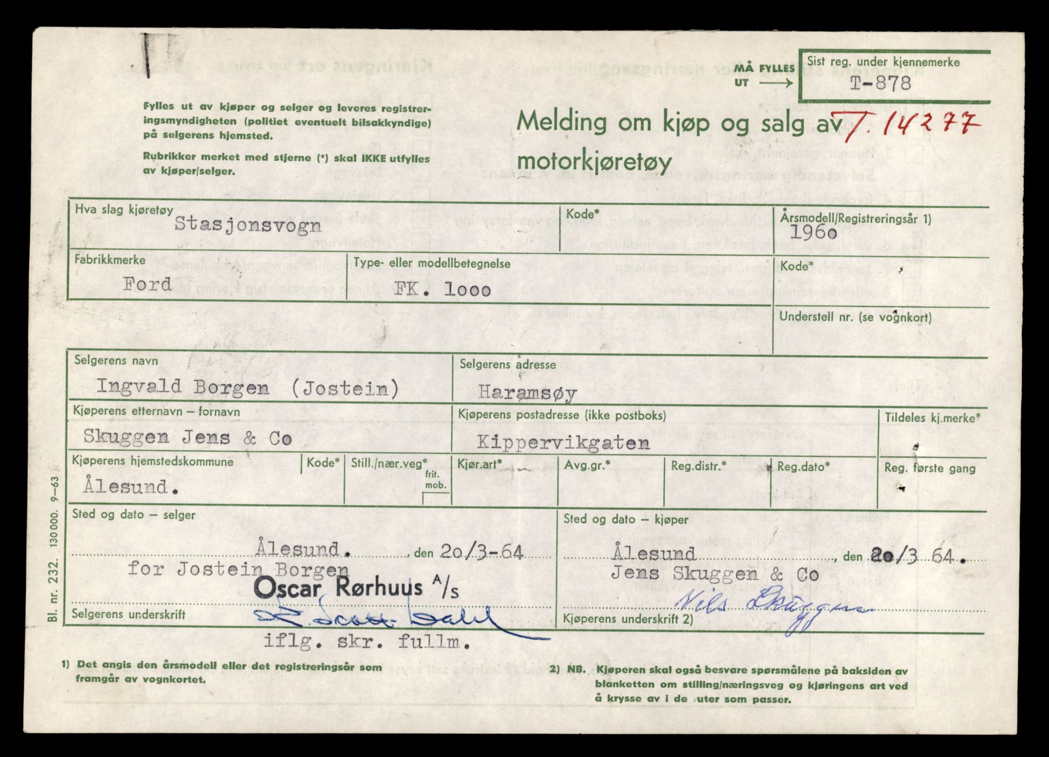 Møre og Romsdal vegkontor - Ålesund trafikkstasjon, AV/SAT-A-4099/F/Fe/L0044: Registreringskort for kjøretøy T 14205 - T 14319, 1927-1998, s. 2151